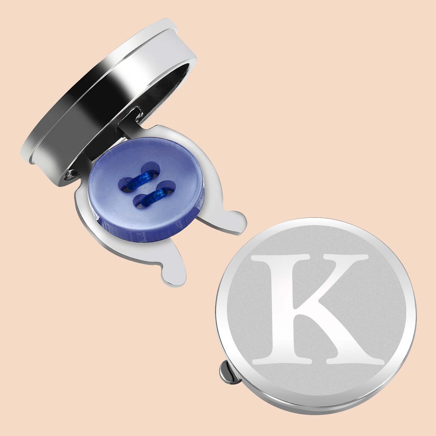 HAWSON Silver Tone Initial Button Cover Cufflinks for Men