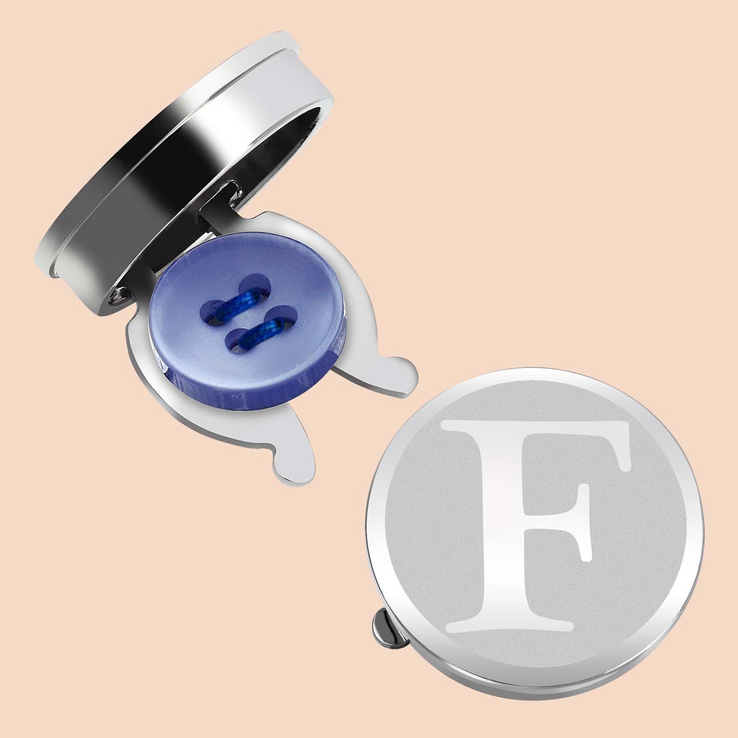 HAWSON Silver Tone Initial Button Cover Cufflinks for Men