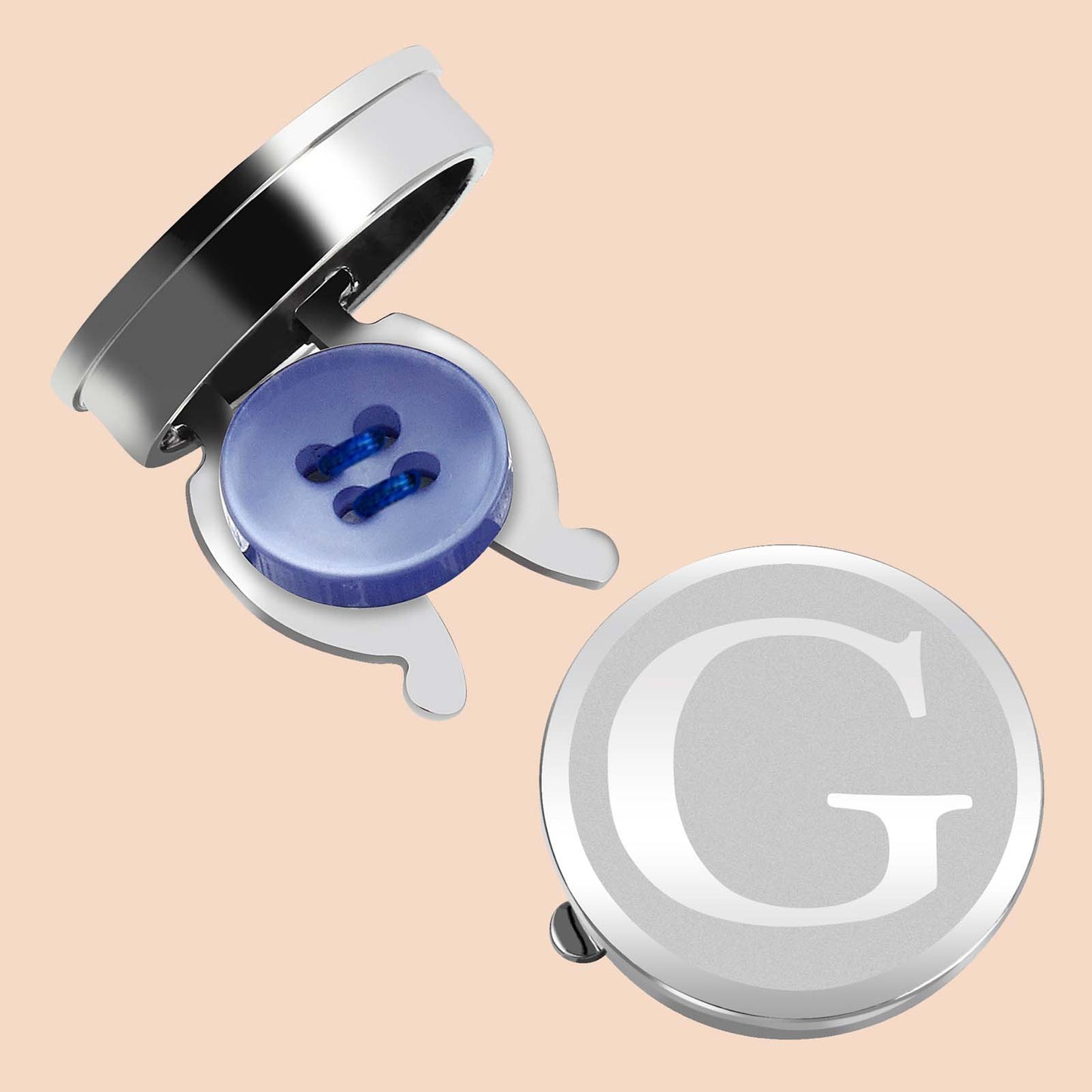 HAWSON Silver Tone Initial Button Cover Cufflinks for Men