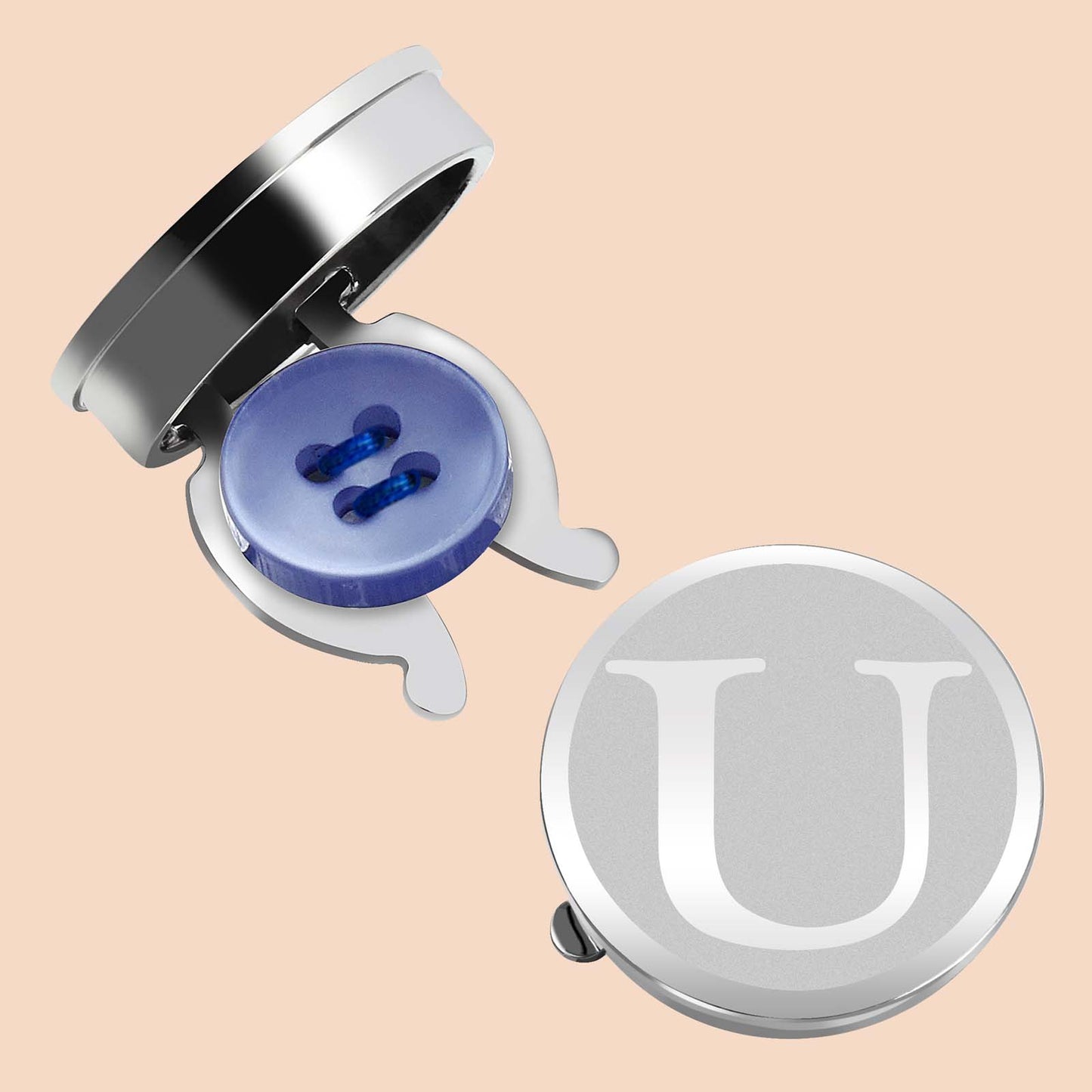 HAWSON Silver Tone Initial Button Cover Cufflinks for Men