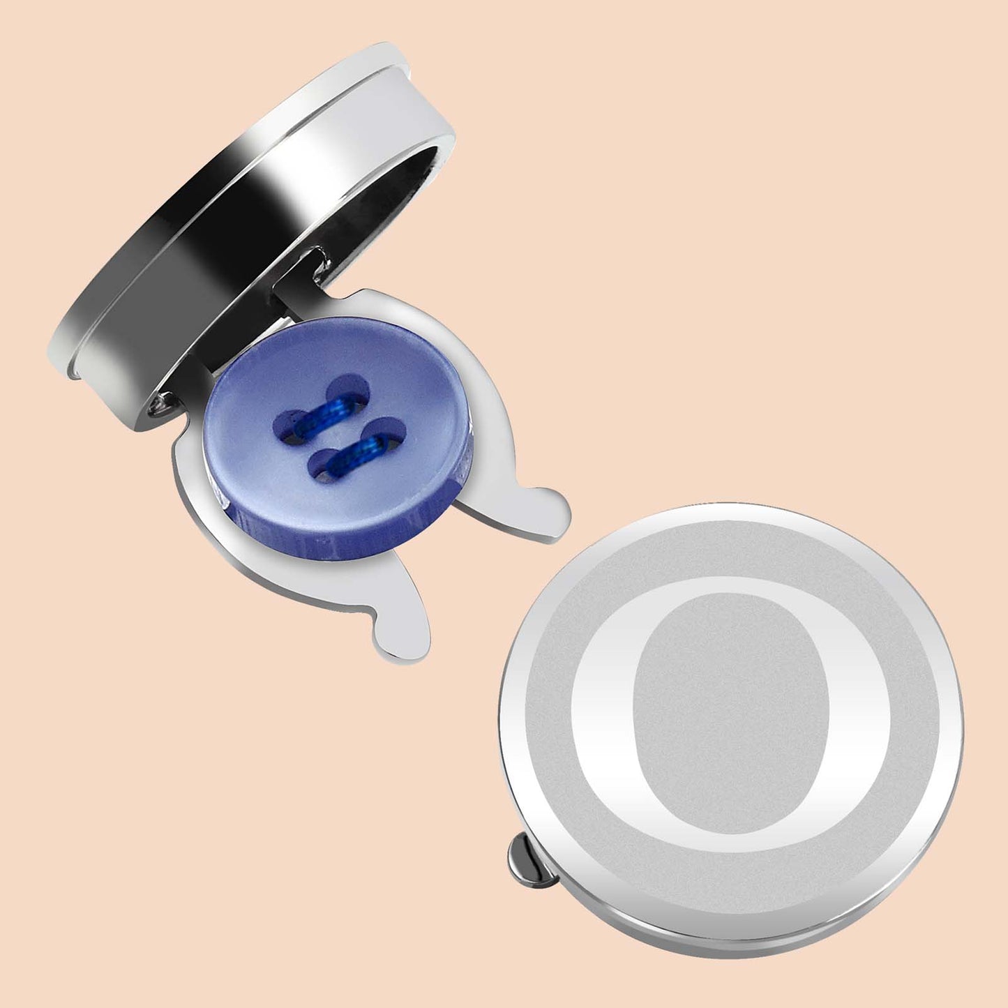 HAWSON Silver Tone Initial Button Cover Cufflinks for Men