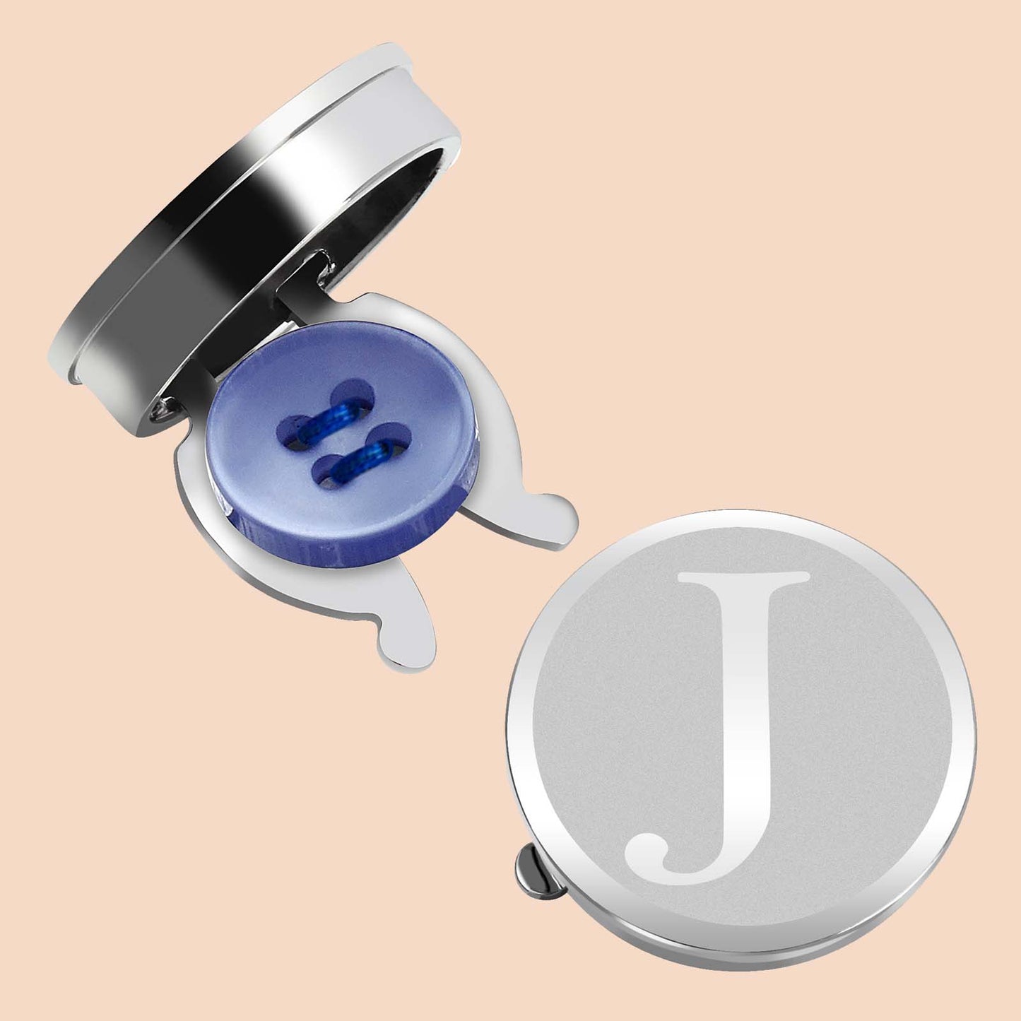 HAWSON Silver Tone Initial Button Cover Cufflinks for Men