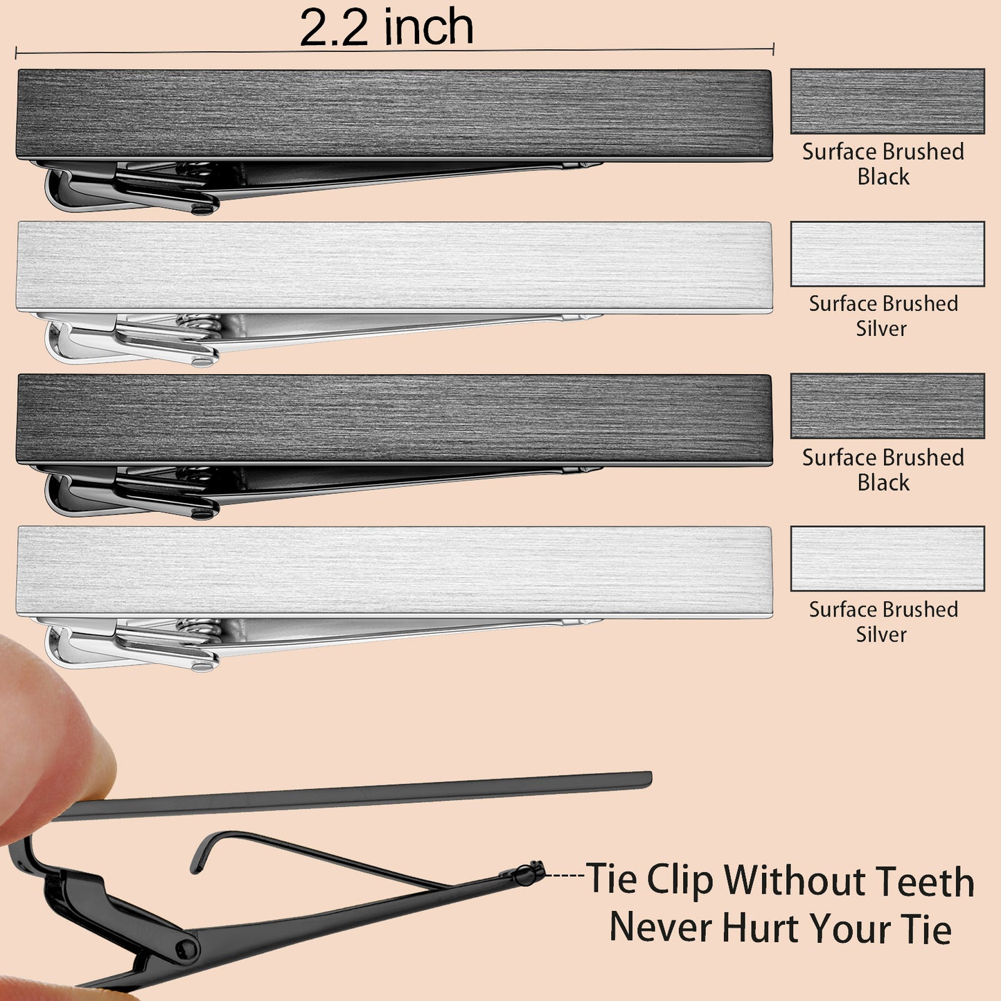 HAWSON 2.2 Inch Tie Clip Sets for Men