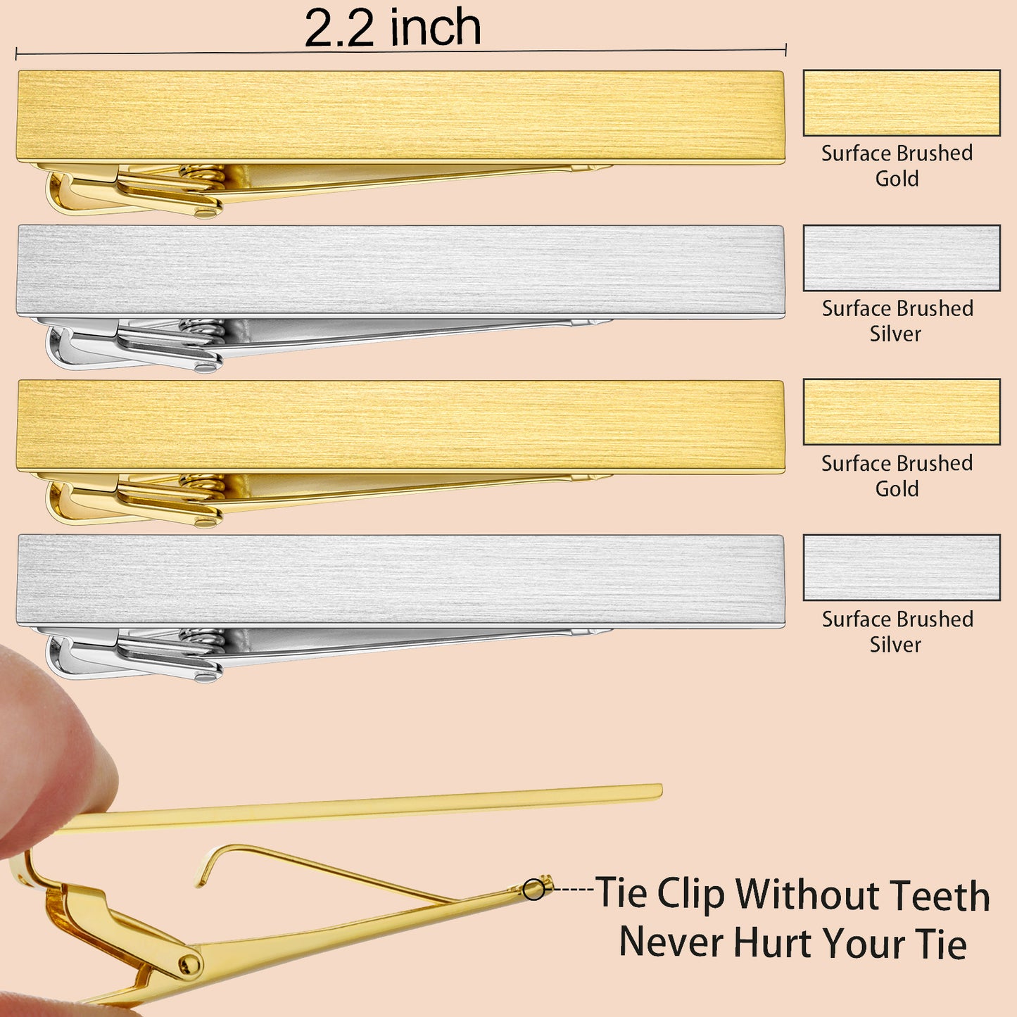 HAWSON 2.2 Inch Tie Clip Sets for Men