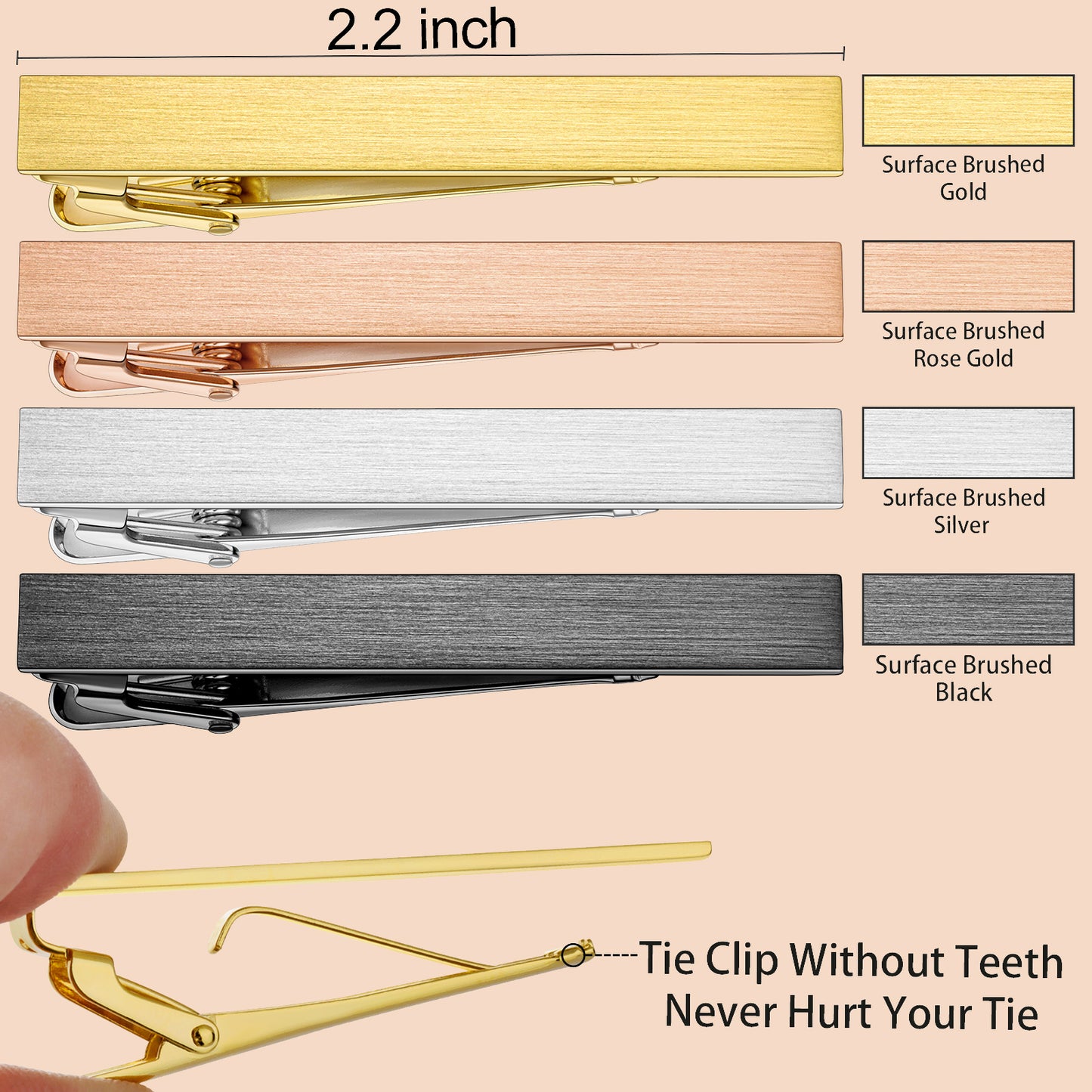 HAWSON 2.2 Inch Tie Clip Sets for Men