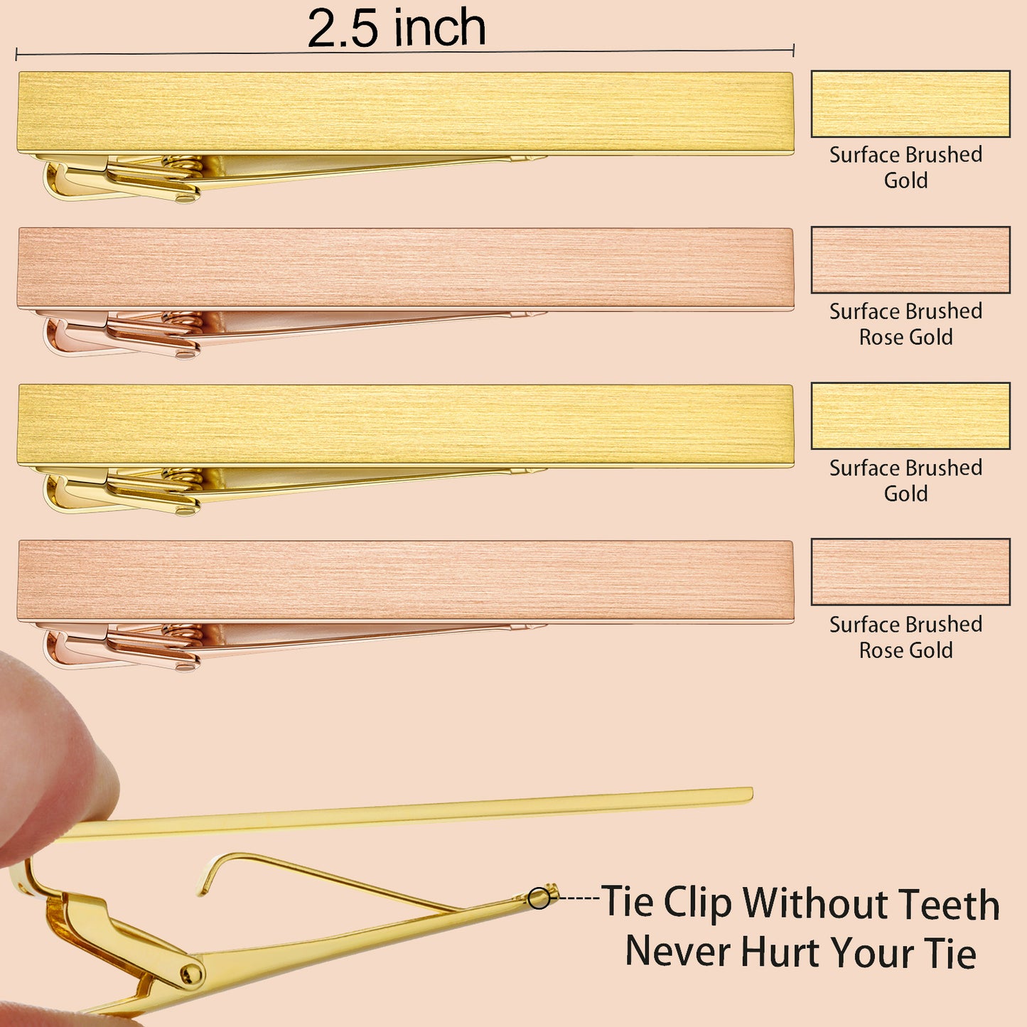 HAWSON 2.5 Inch Tie Clip Sets for Men
