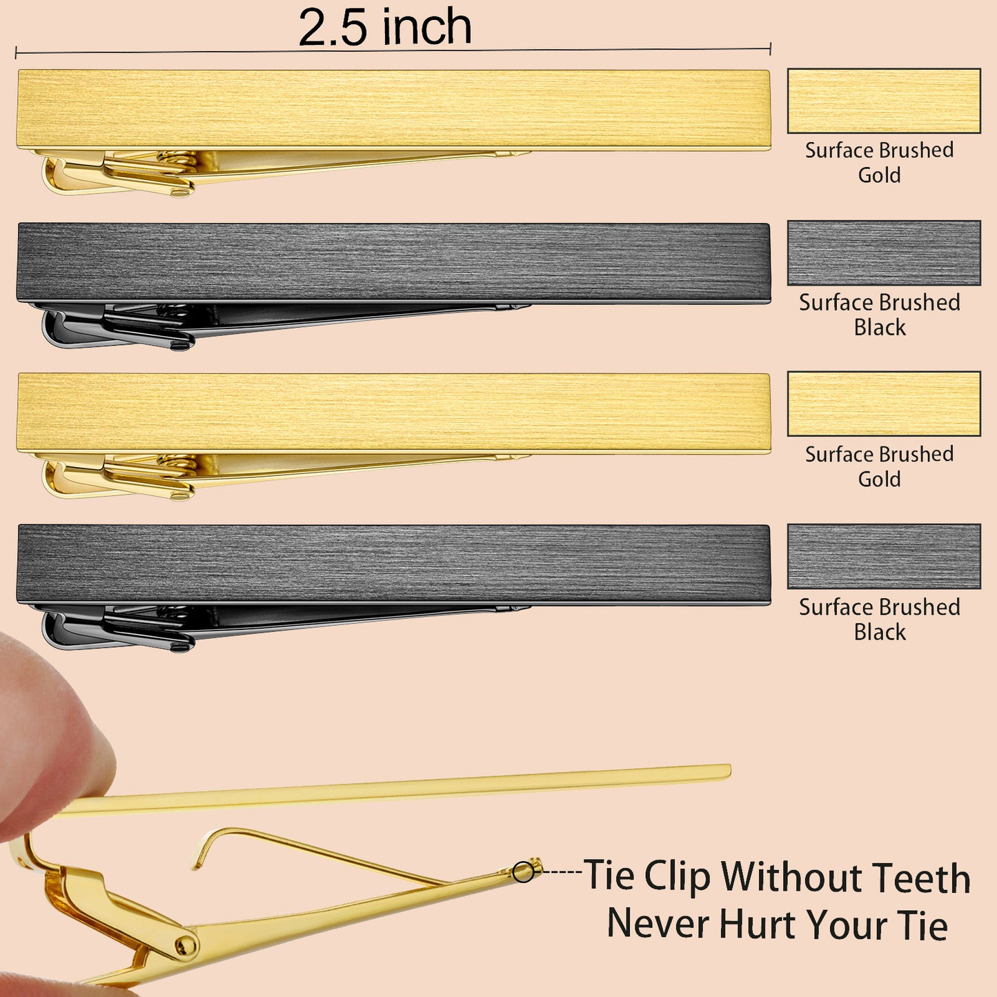 HAWSON 2.5 Inch Tie Clip Sets for Men