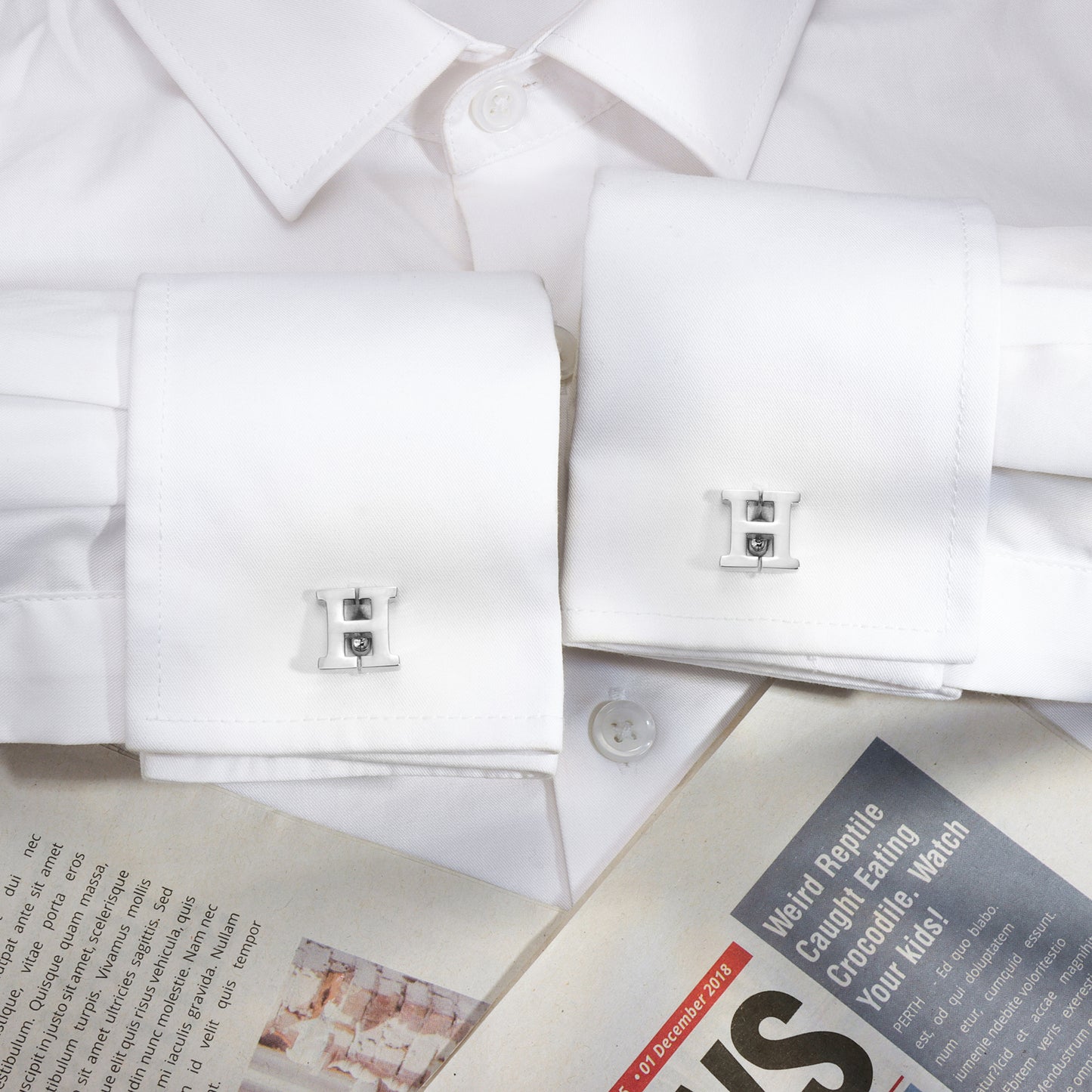 HAWSON Siver Tone Initial Cufflinks for Men