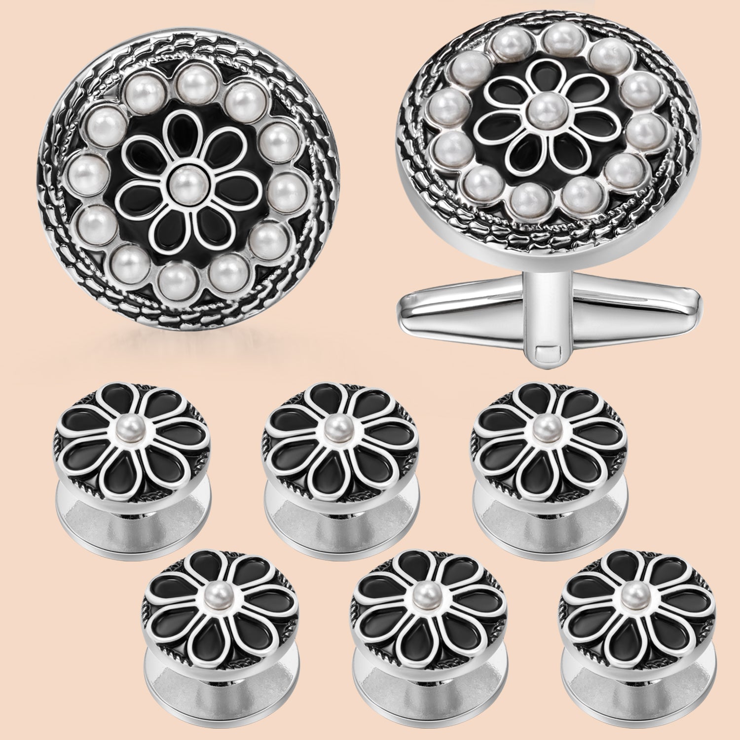 HAWSON White Imitation Pearl Cufflinks and Studs for Men – Hawson