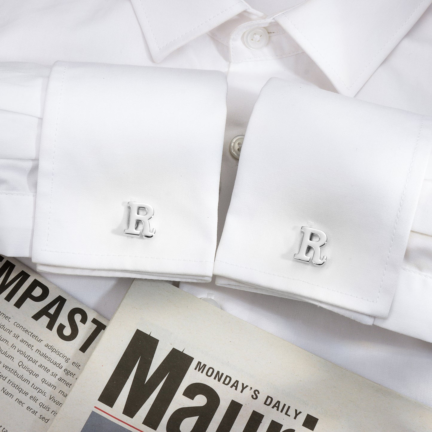 HAWSON Siver Tone Initial Cufflinks for Men