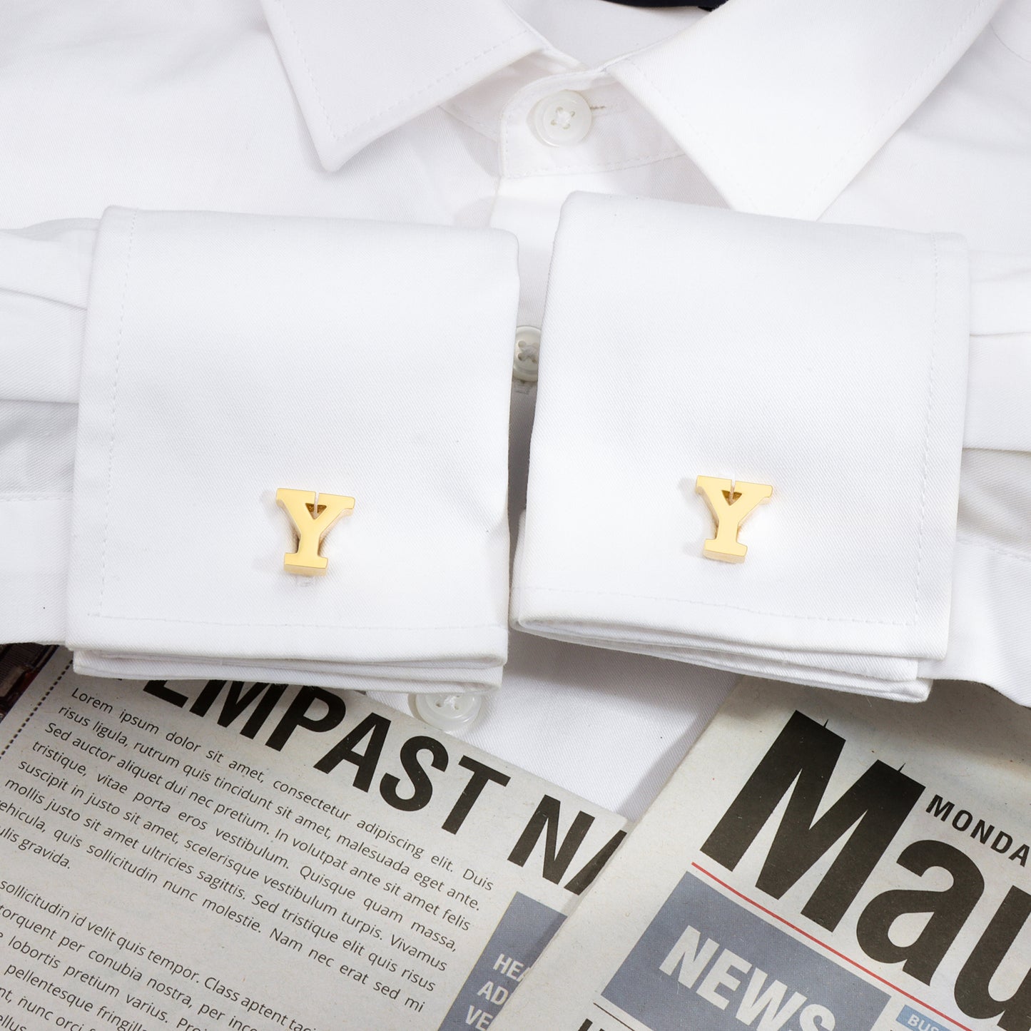 HAWSON Gold Tone Initial Cufflinks for Men
