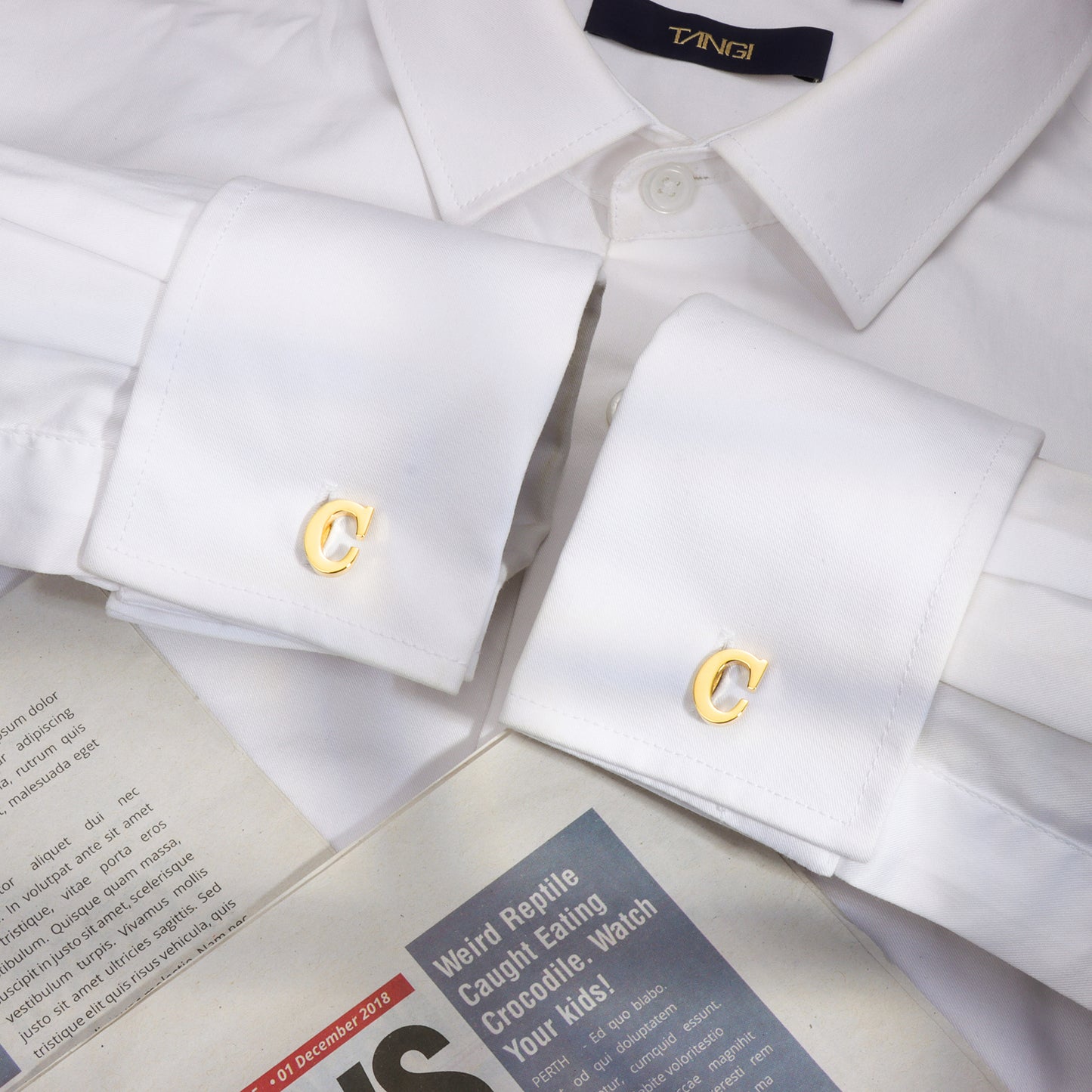 HAWSON Gold Tone Initial Cufflinks for Men