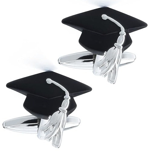 Graduation Mortar Hat Cufflinks for Men with Gift Box