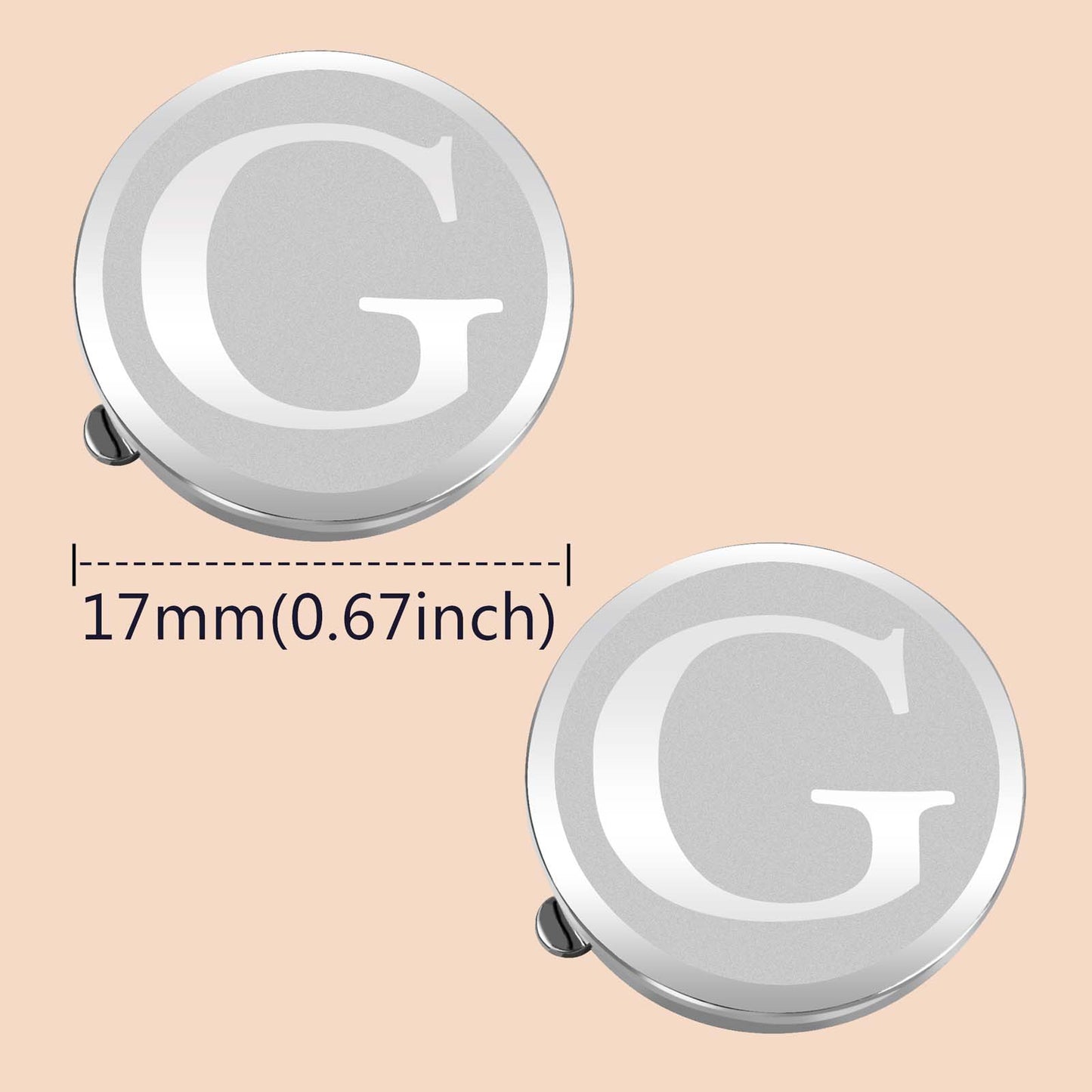 HAWSON Silver Tone Initial Button Cover Cufflinks for Men