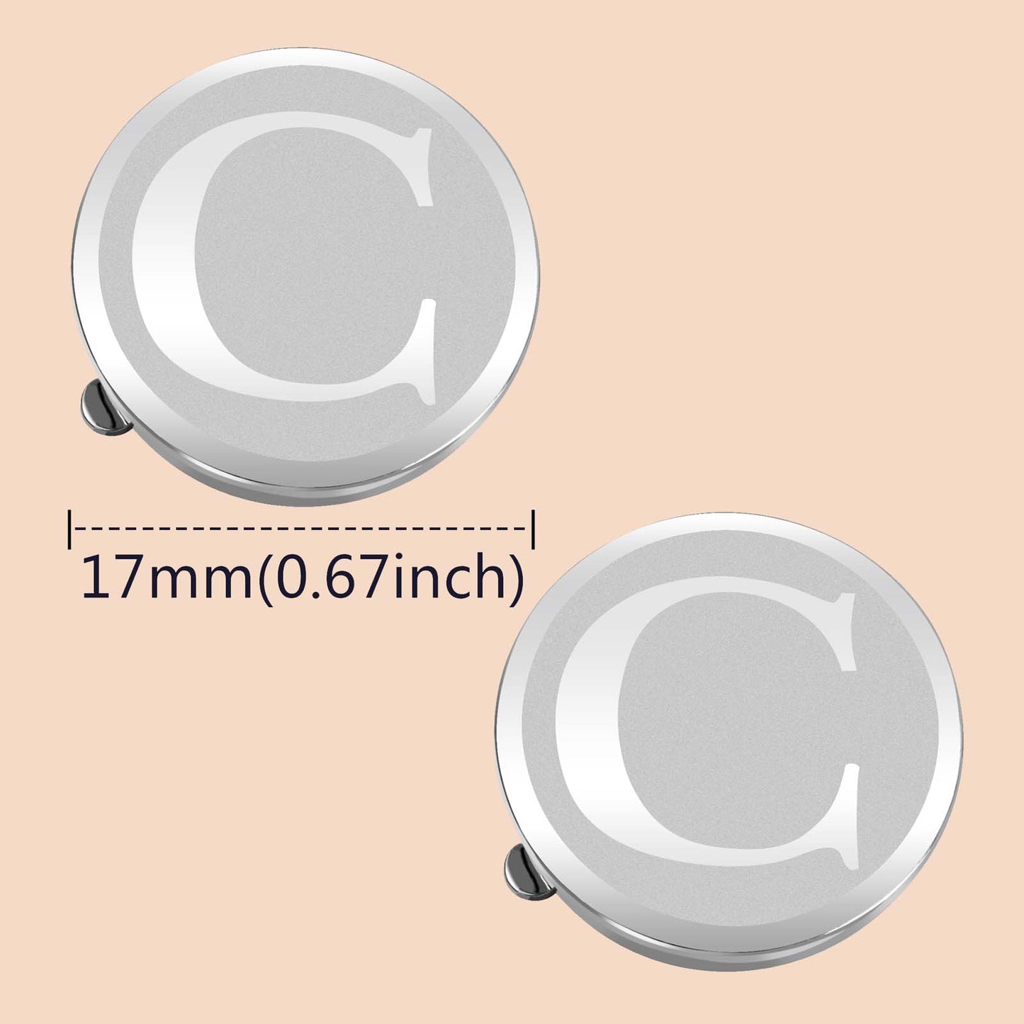 HAWSON Silver Tone Initial Button Cover Cufflinks for Men