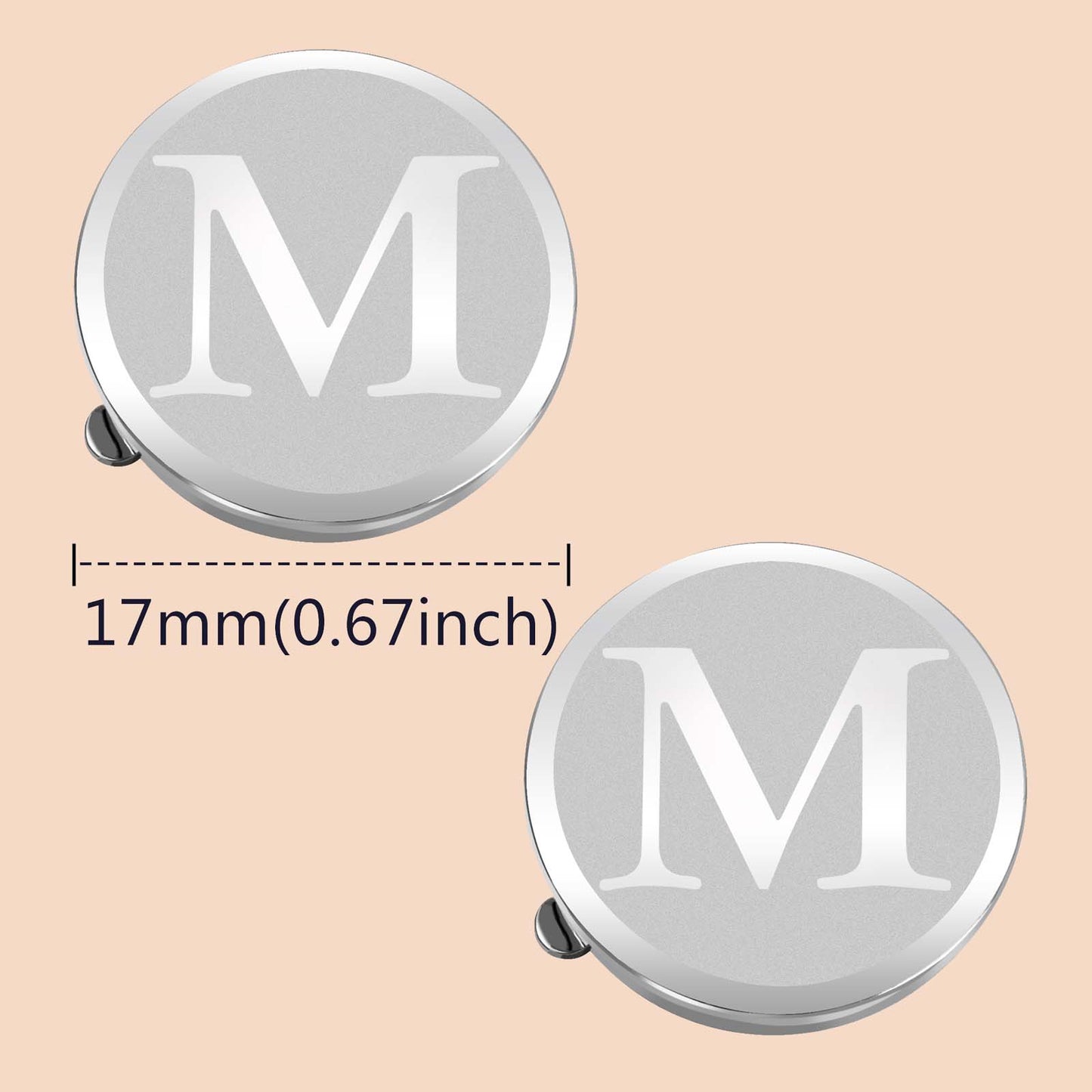 HAWSON Silver Tone Initial Button Cover Cufflinks for Men