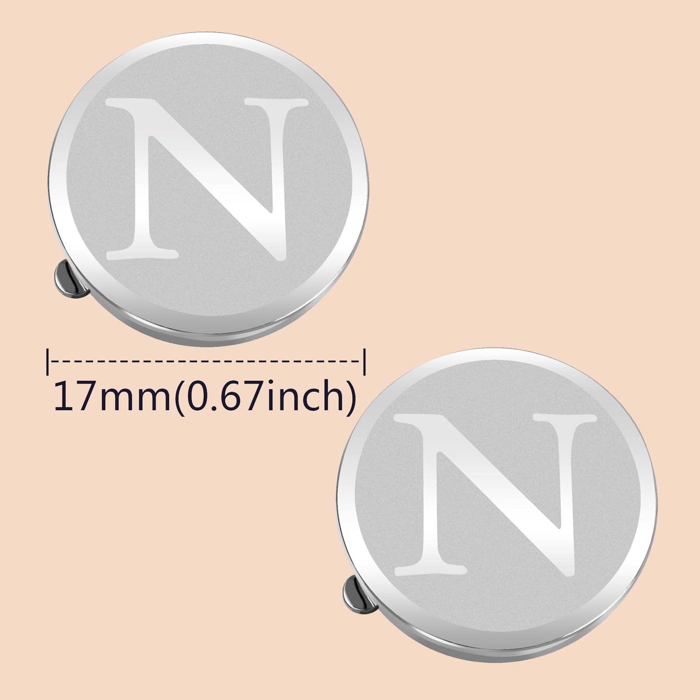 HAWSON Silver Tone Initial Button Cover Cufflinks for Men