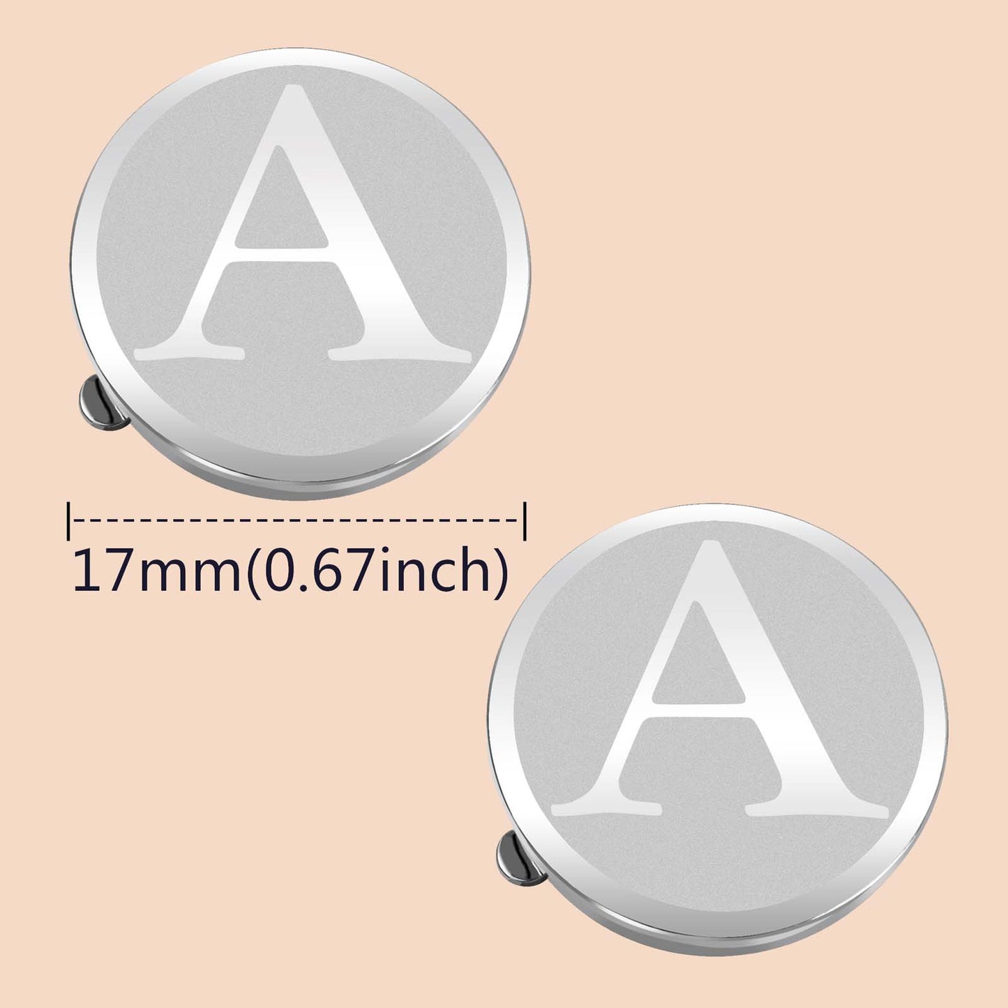 HAWSON Silver Tone Initial Button Cover Cufflinks for Men