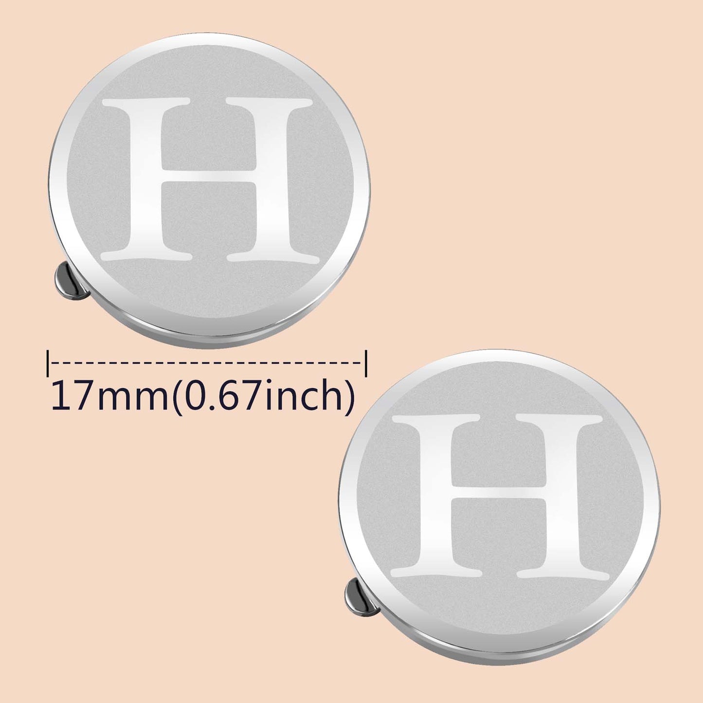 HAWSON Silver Tone Initial Button Cover Cufflinks for Men