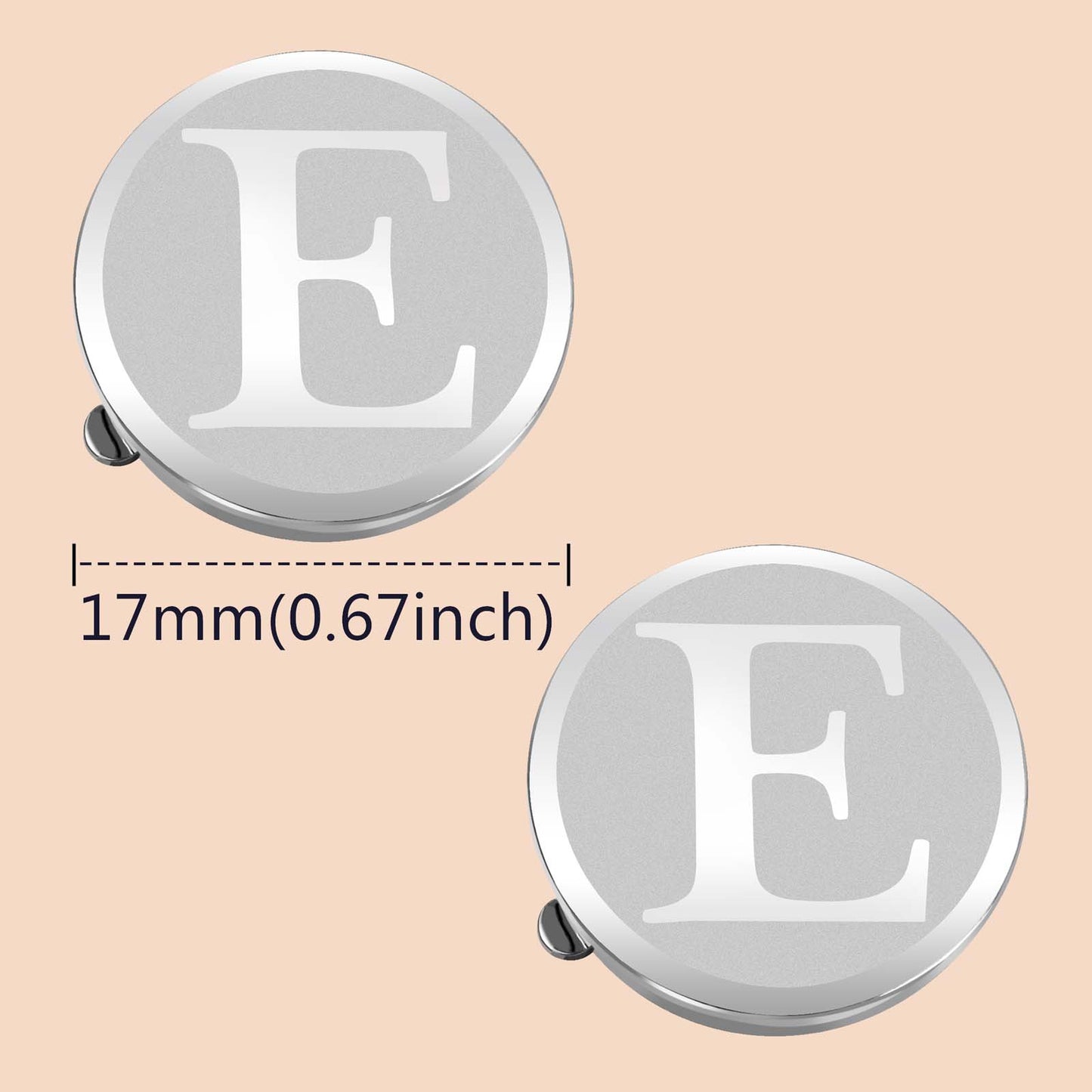 HAWSON Silver Tone Initial Button Cover Cufflinks for Men