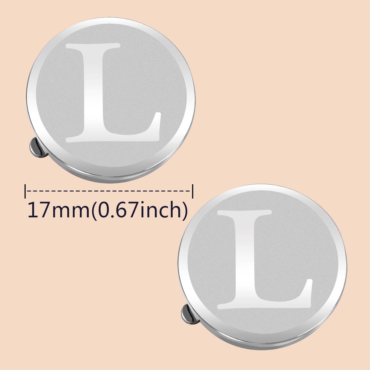 HAWSON Silver Tone Initial Button Cover Cufflinks for Men