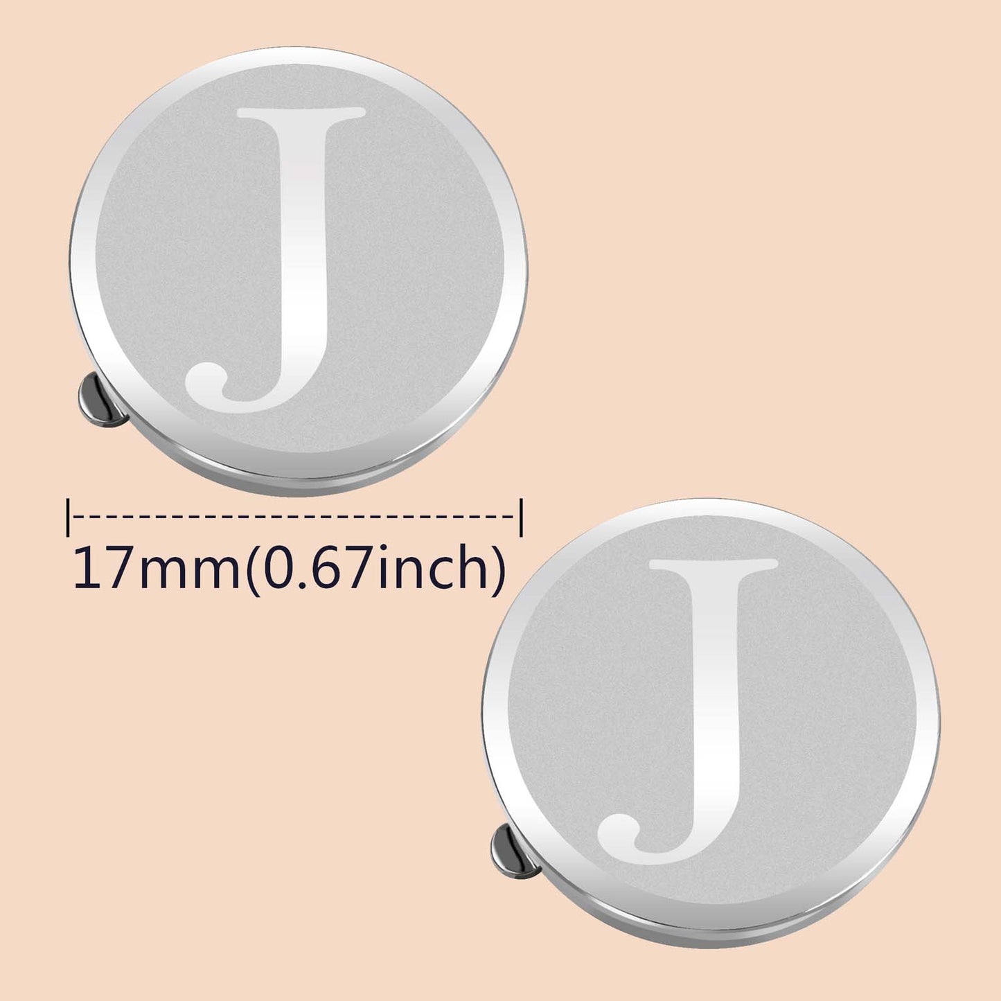 HAWSON Silver Tone Initial Button Cover Cufflinks for Men