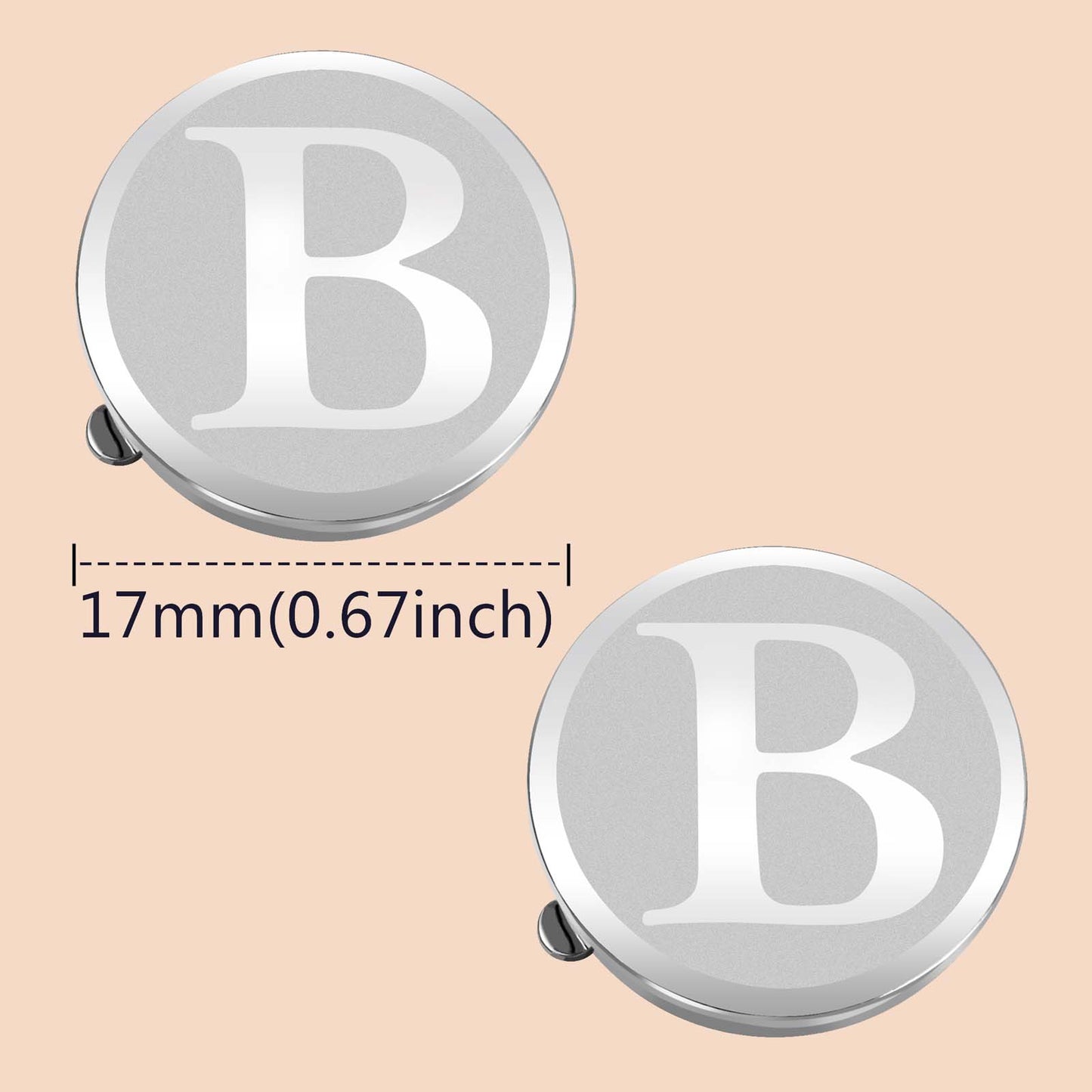 HAWSON Silver Tone Initial Button Cover Cufflinks for Men