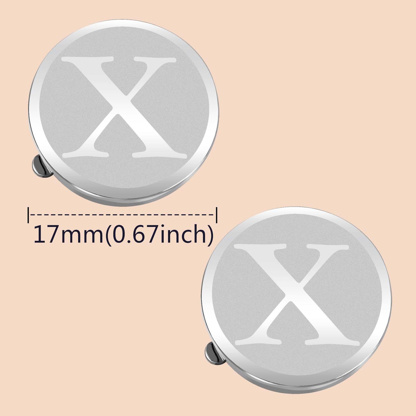 HAWSON Silver Tone Initial Button Cover Cufflinks for Men