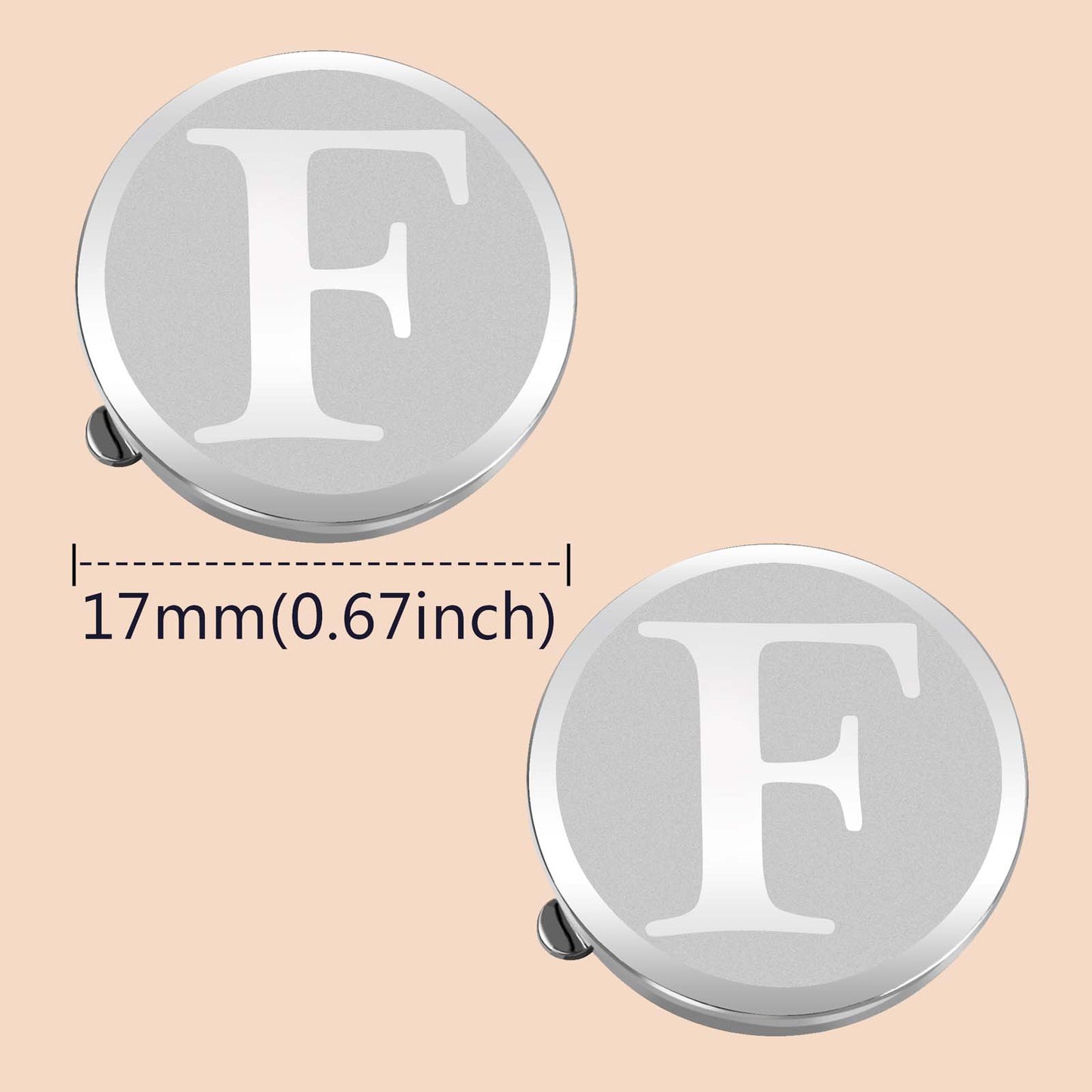 HAWSON Silver Tone Initial Button Cover Cufflinks for Men
