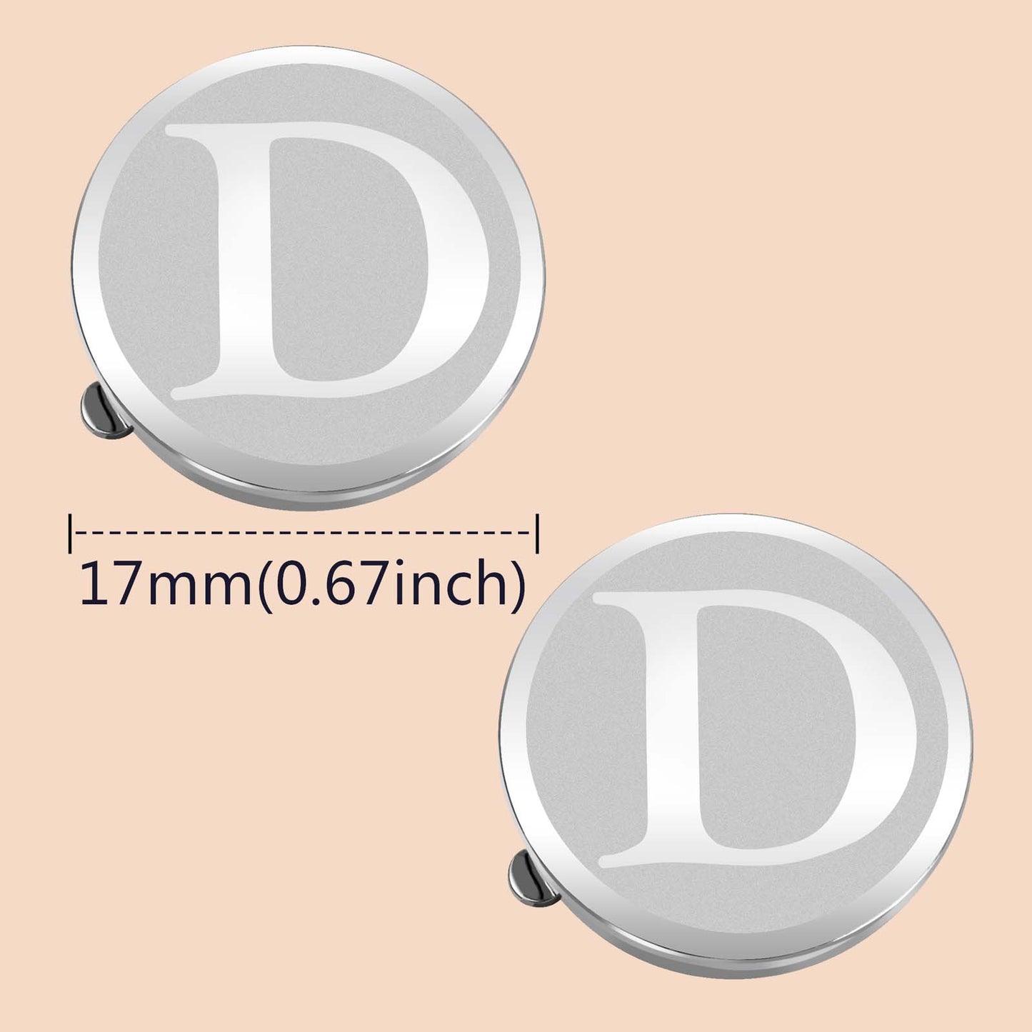 HAWSON Silver Tone Initial Button Cover Cufflinks for Men