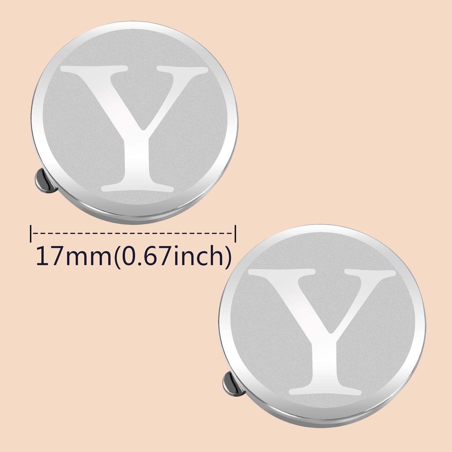 HAWSON Silver Tone Initial Button Cover Cufflinks for Men