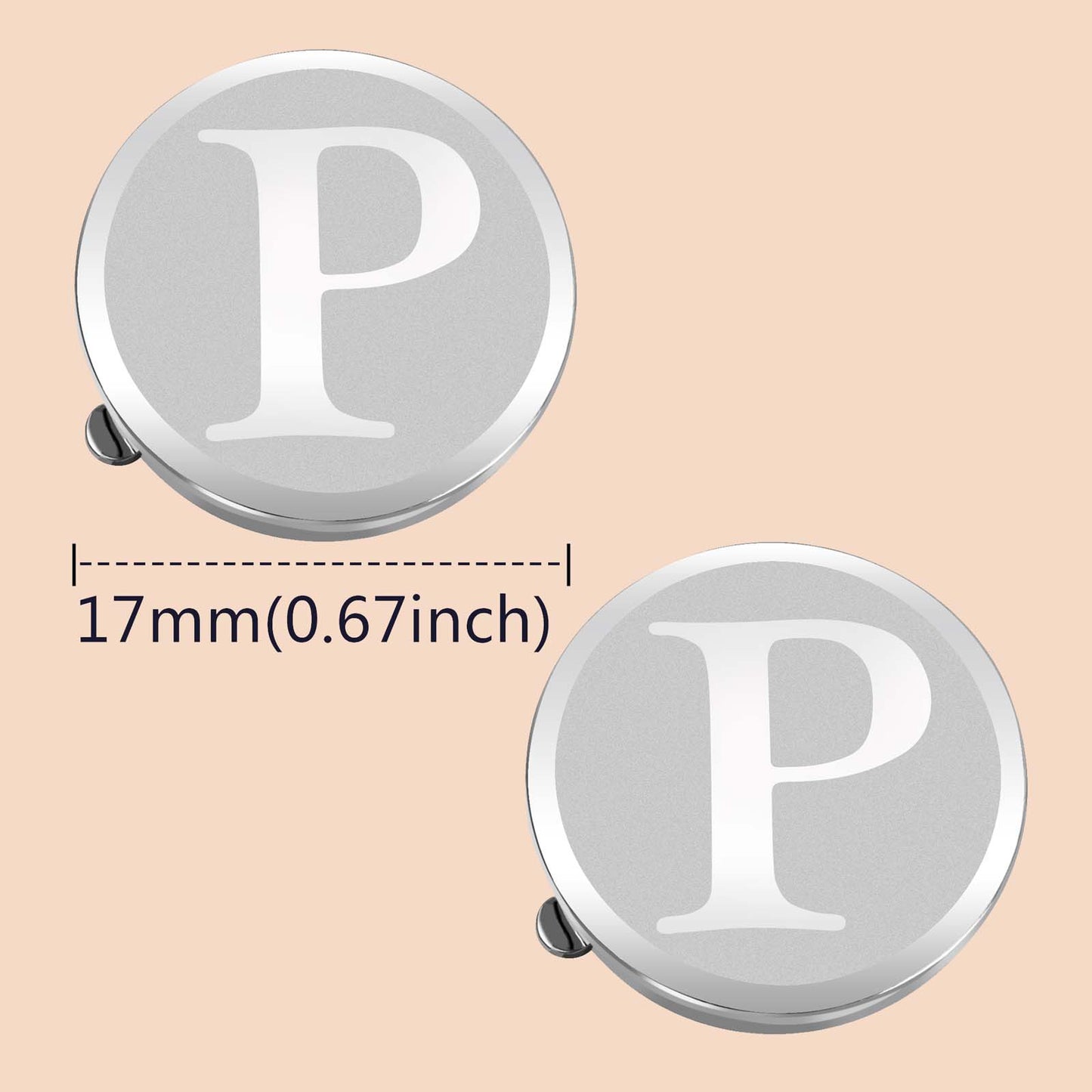 HAWSON Silver Tone Initial Button Cover Cufflinks for Men
