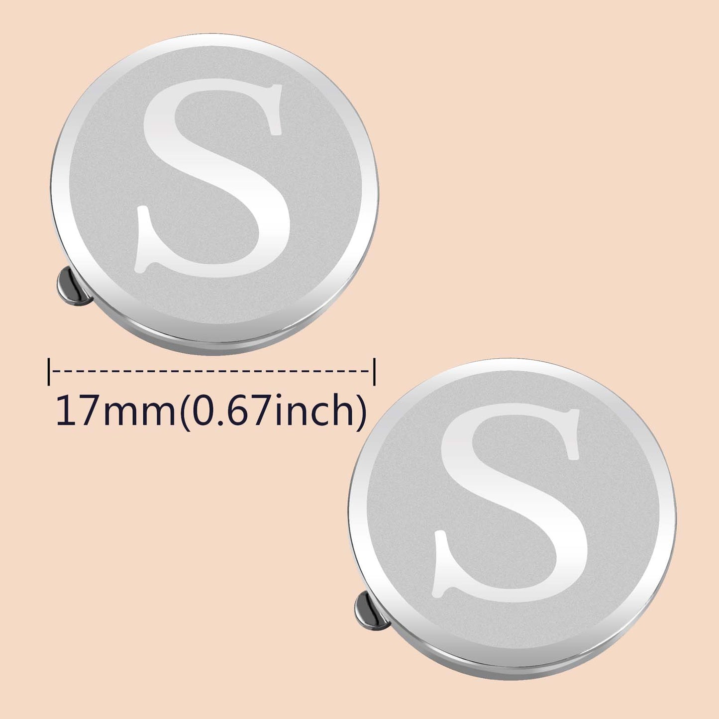 HAWSON Silver Tone Initial Button Cover Cufflinks for Men