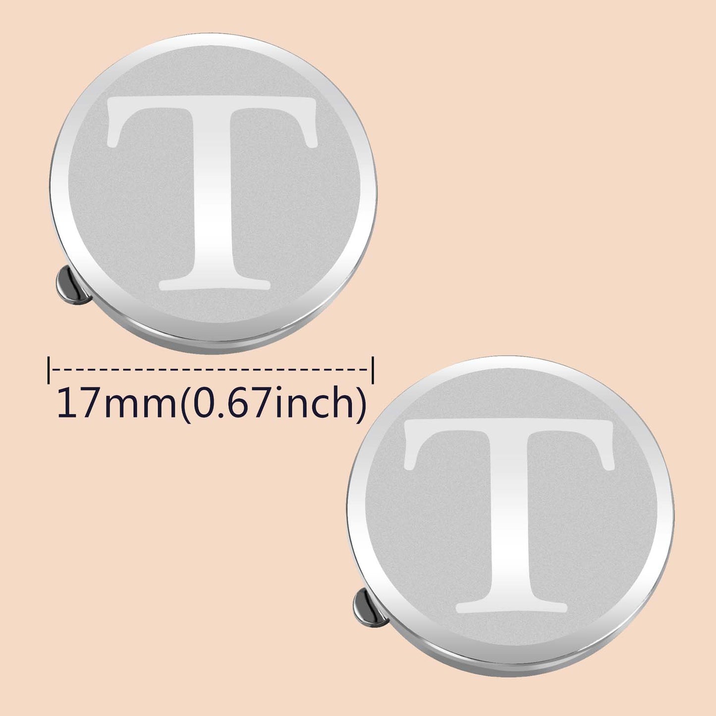 HAWSON Silver Tone Initial Button Cover Cufflinks for Men