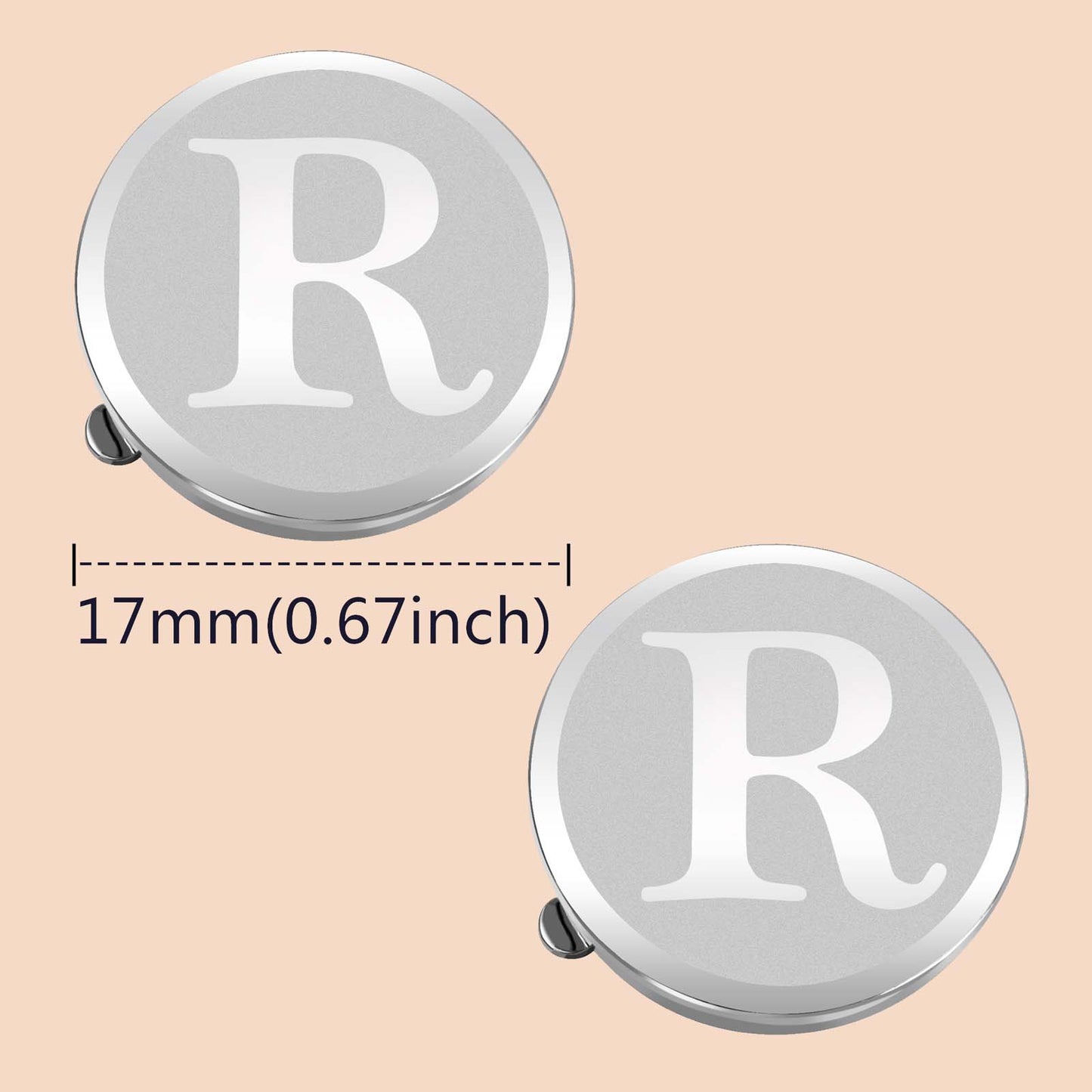 HAWSON Silver Tone Initial Button Cover Cufflinks for Men
