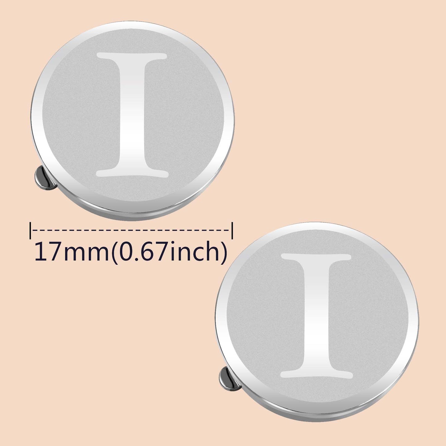 HAWSON Silver Tone Initial Button Cover Cufflinks for Men