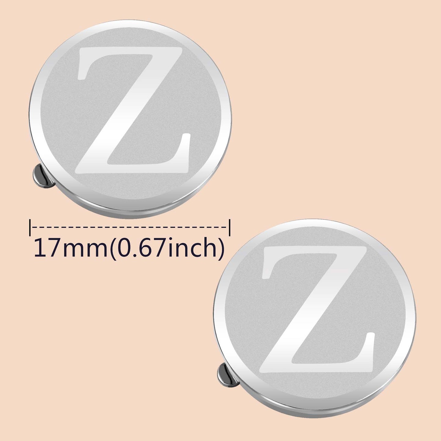 HAWSON Silver Tone Initial Button Cover Cufflinks for Men