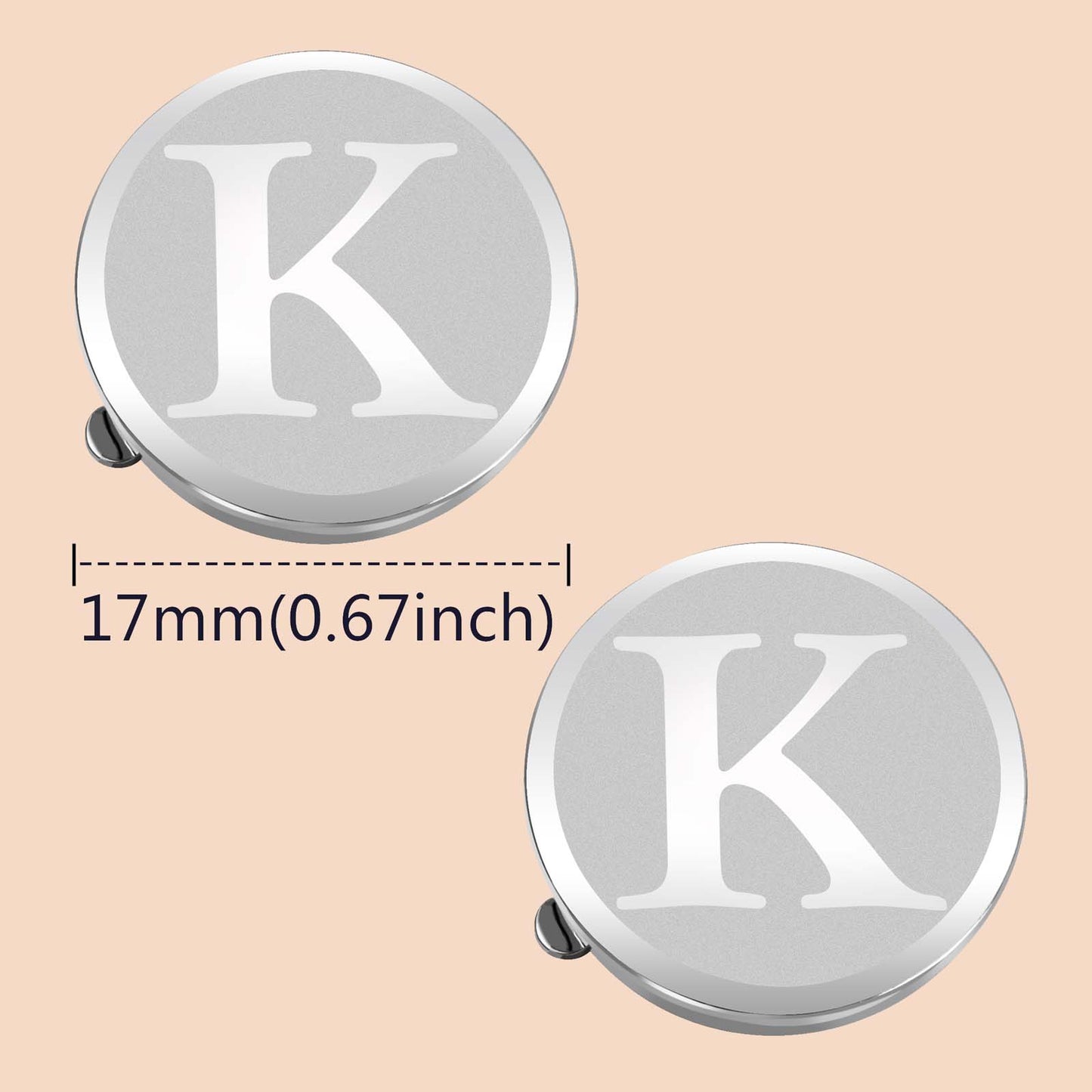 HAWSON Silver Tone Initial Button Cover Cufflinks for Men
