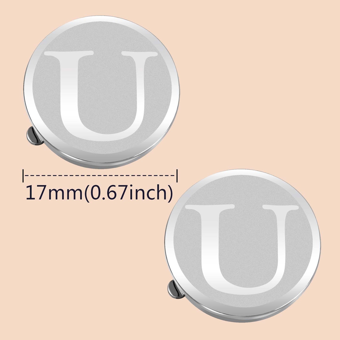 HAWSON Silver Tone Initial Button Cover Cufflinks for Men