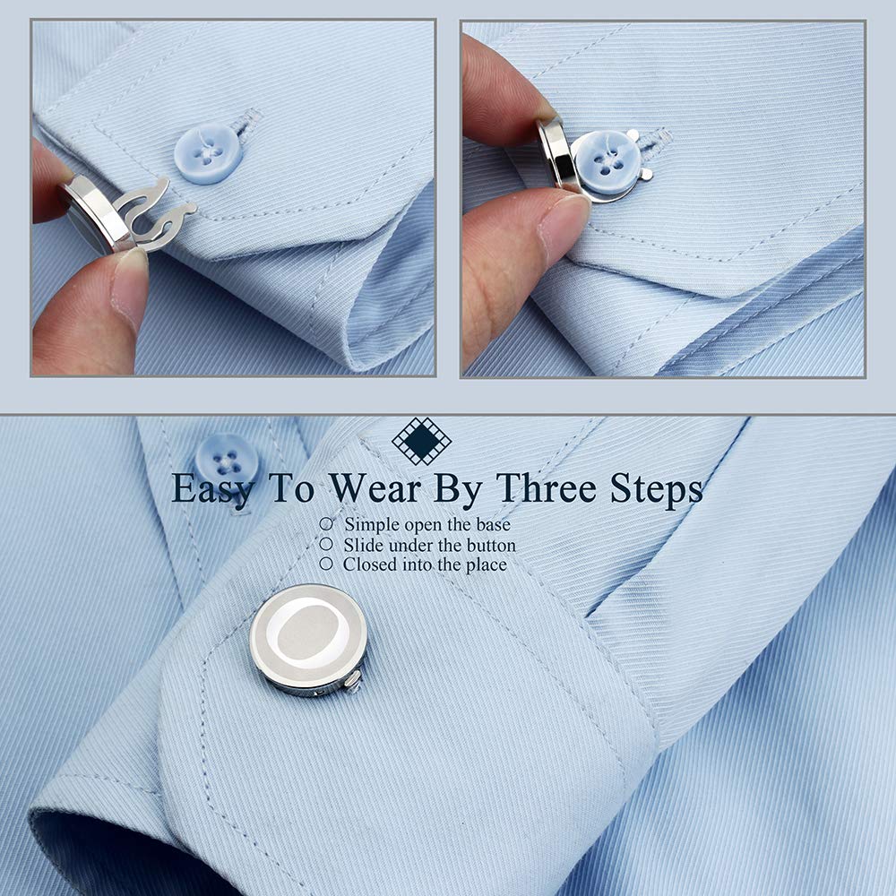 HAWSON Silver Tone Initial Button Cover Cufflinks for Men