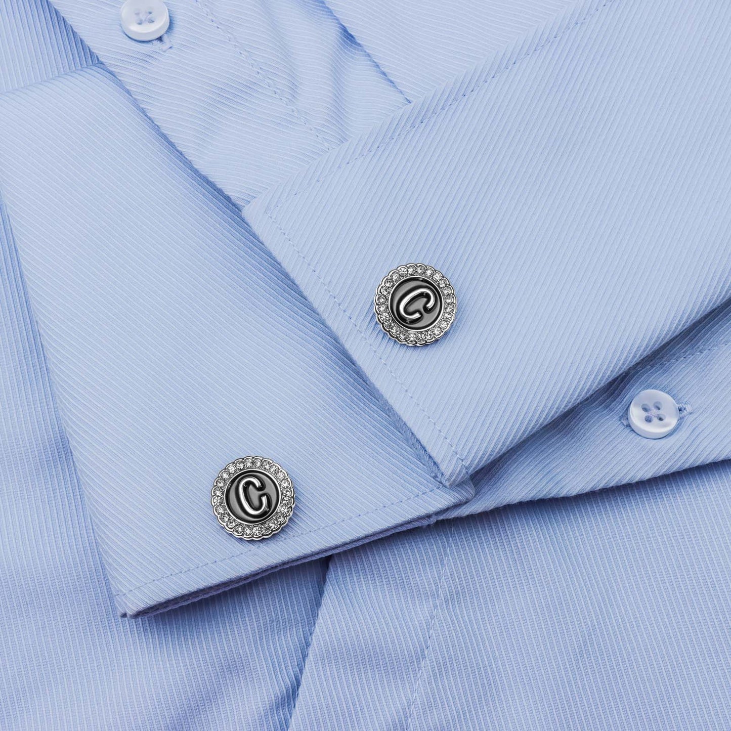 Gemelos con inicial en tono plateado HAWSON para hombre