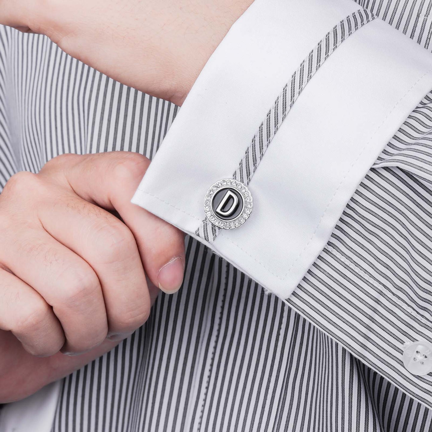 Gemelos con inicial en tono plateado HAWSON para hombre