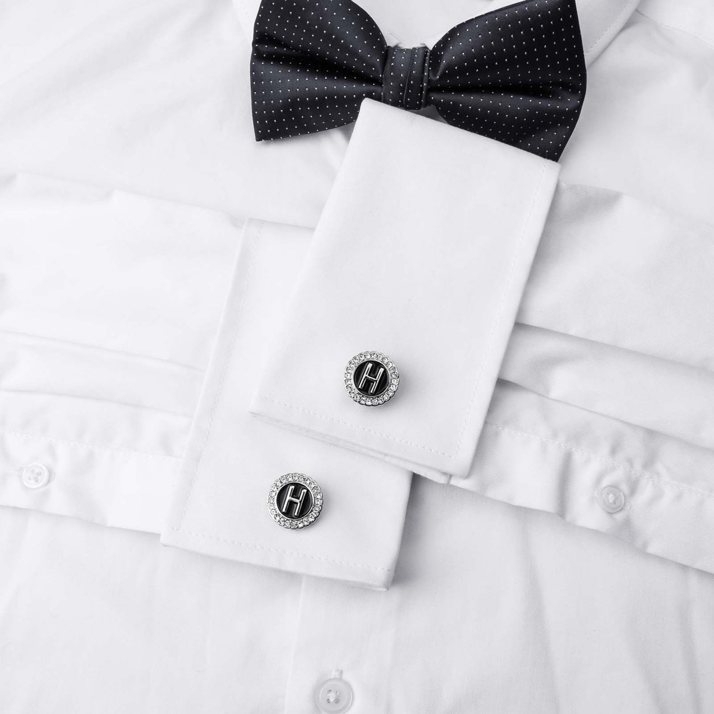 Gemelos con inicial en tono plateado HAWSON para hombre