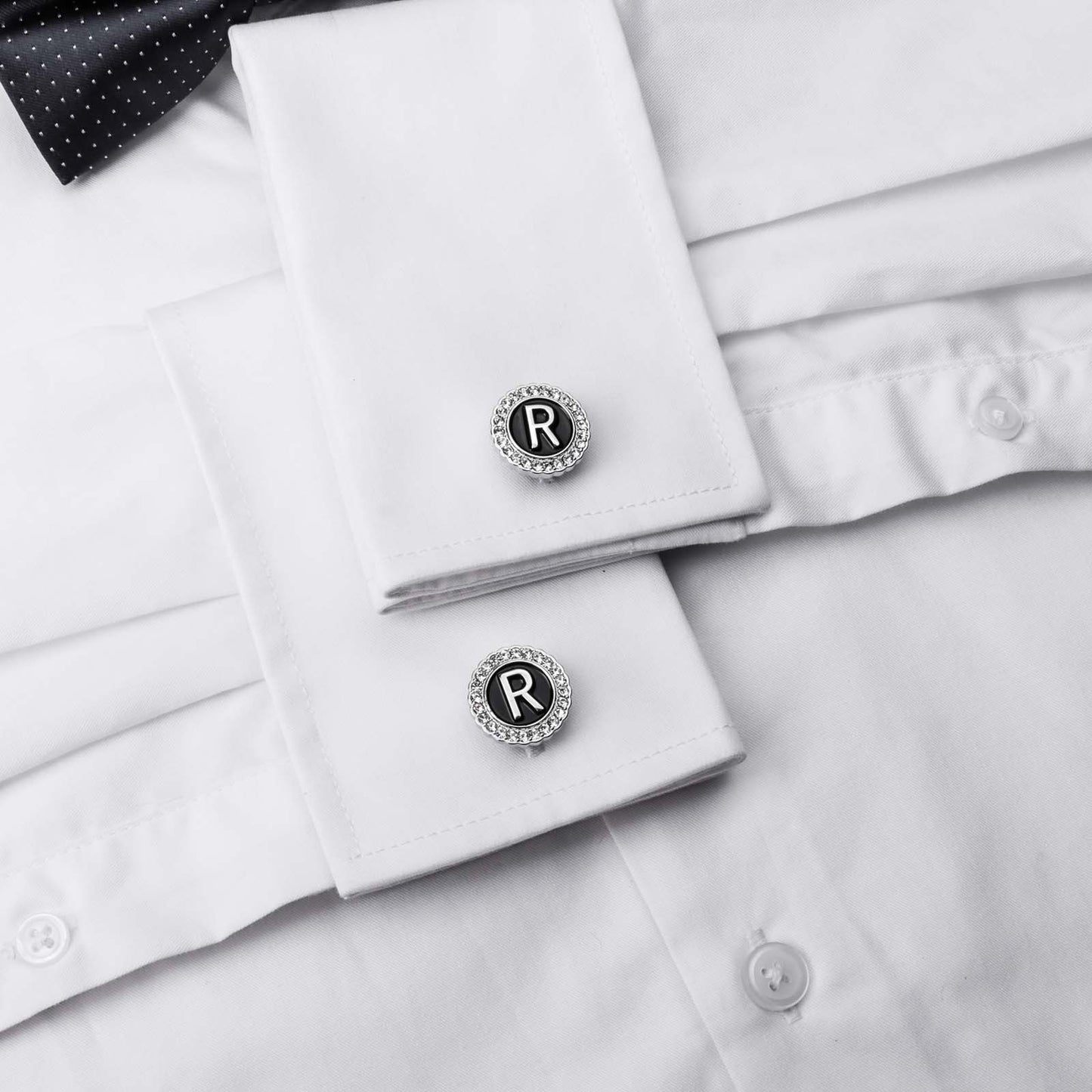 Gemelos con inicial en tono plateado HAWSON para hombre