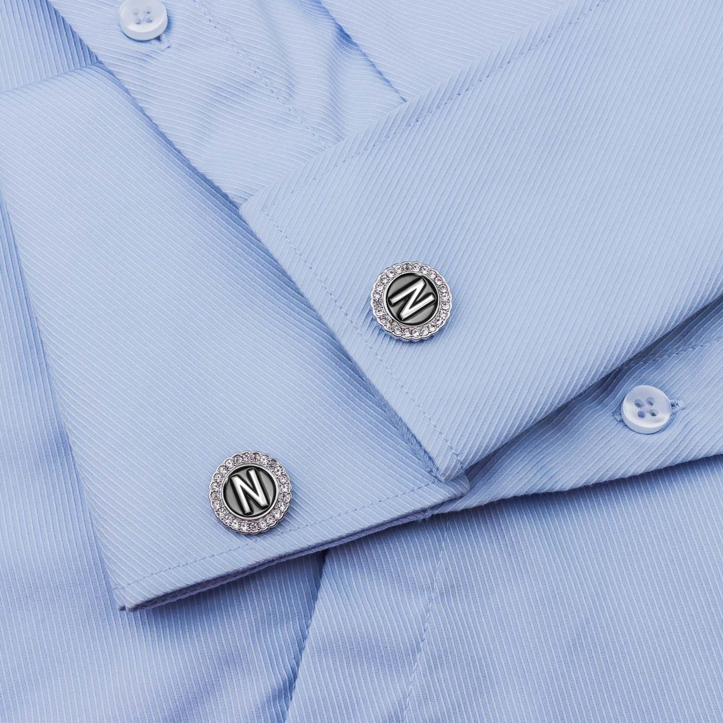 Gemelos con inicial en tono plateado HAWSON para hombre