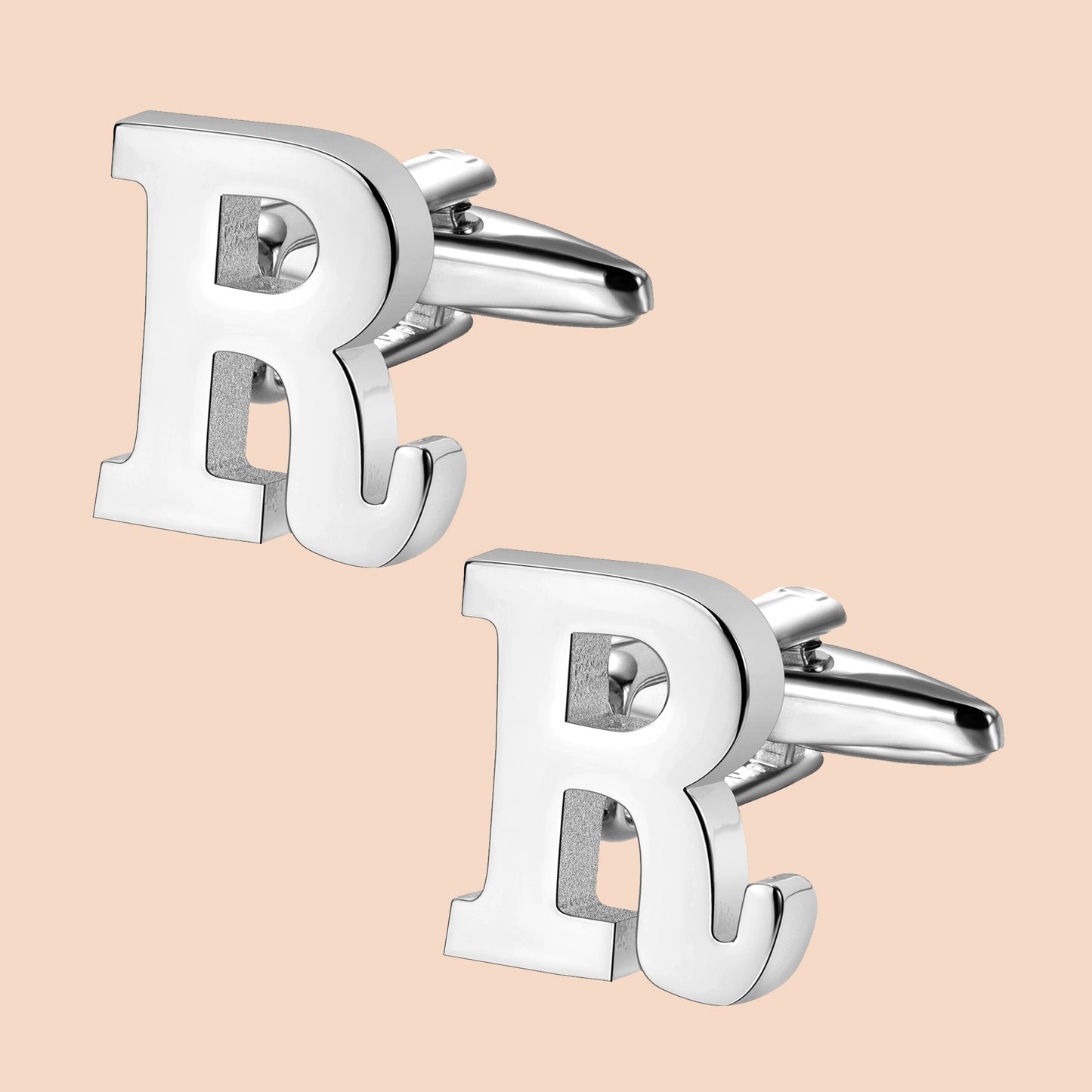 HAWSON Siver Tone Initial Cufflinks for Men