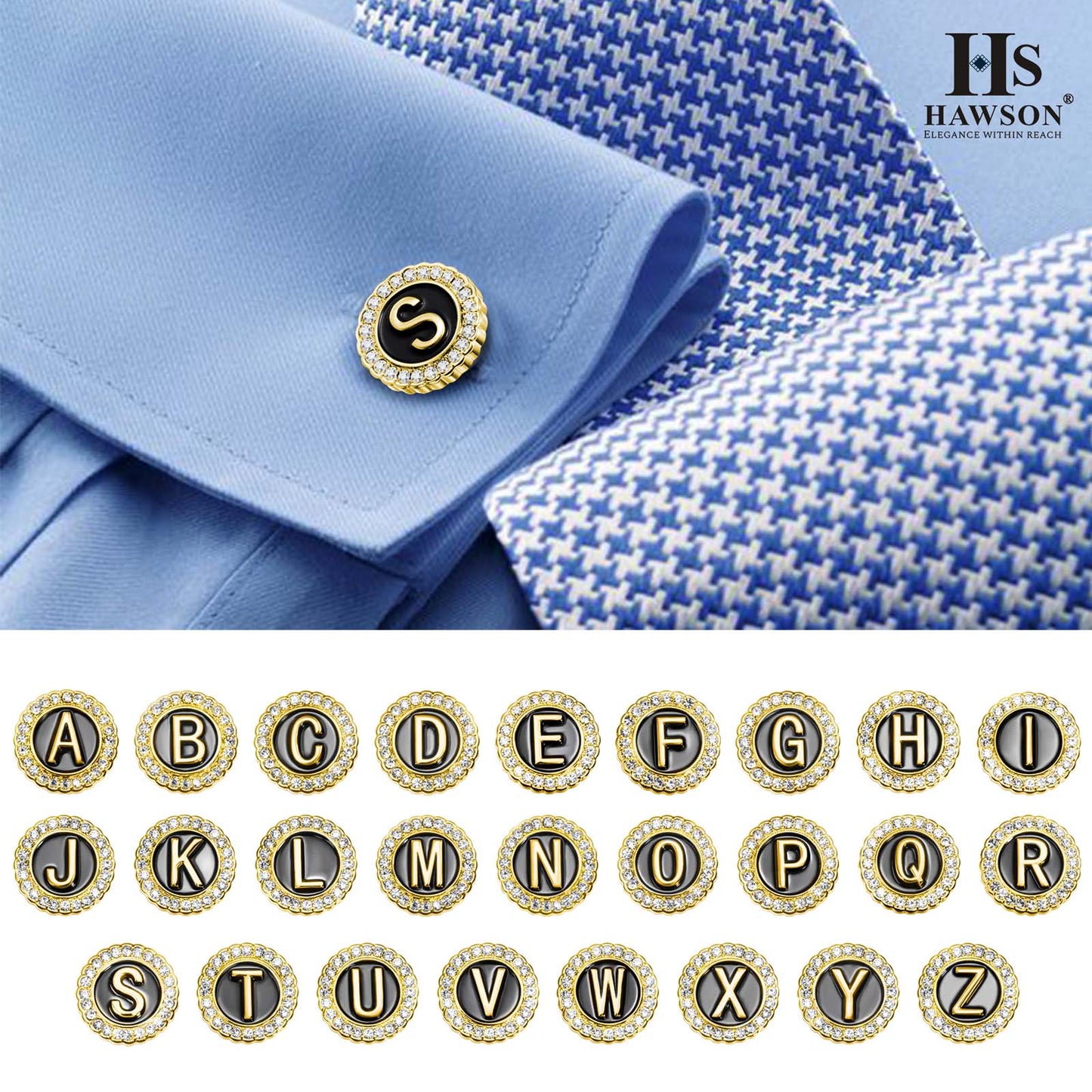 Gemelos con inicial en tono dorado de HAWSON para hombre