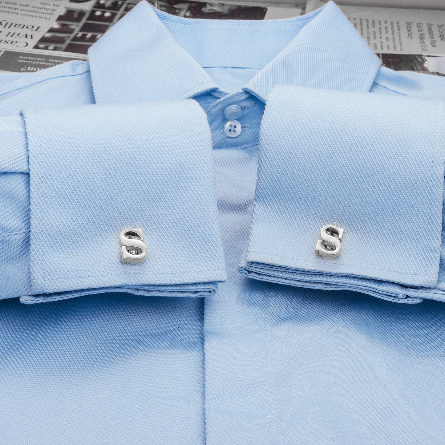 HAWSON Siver Tone Initial Cufflinks for Men
