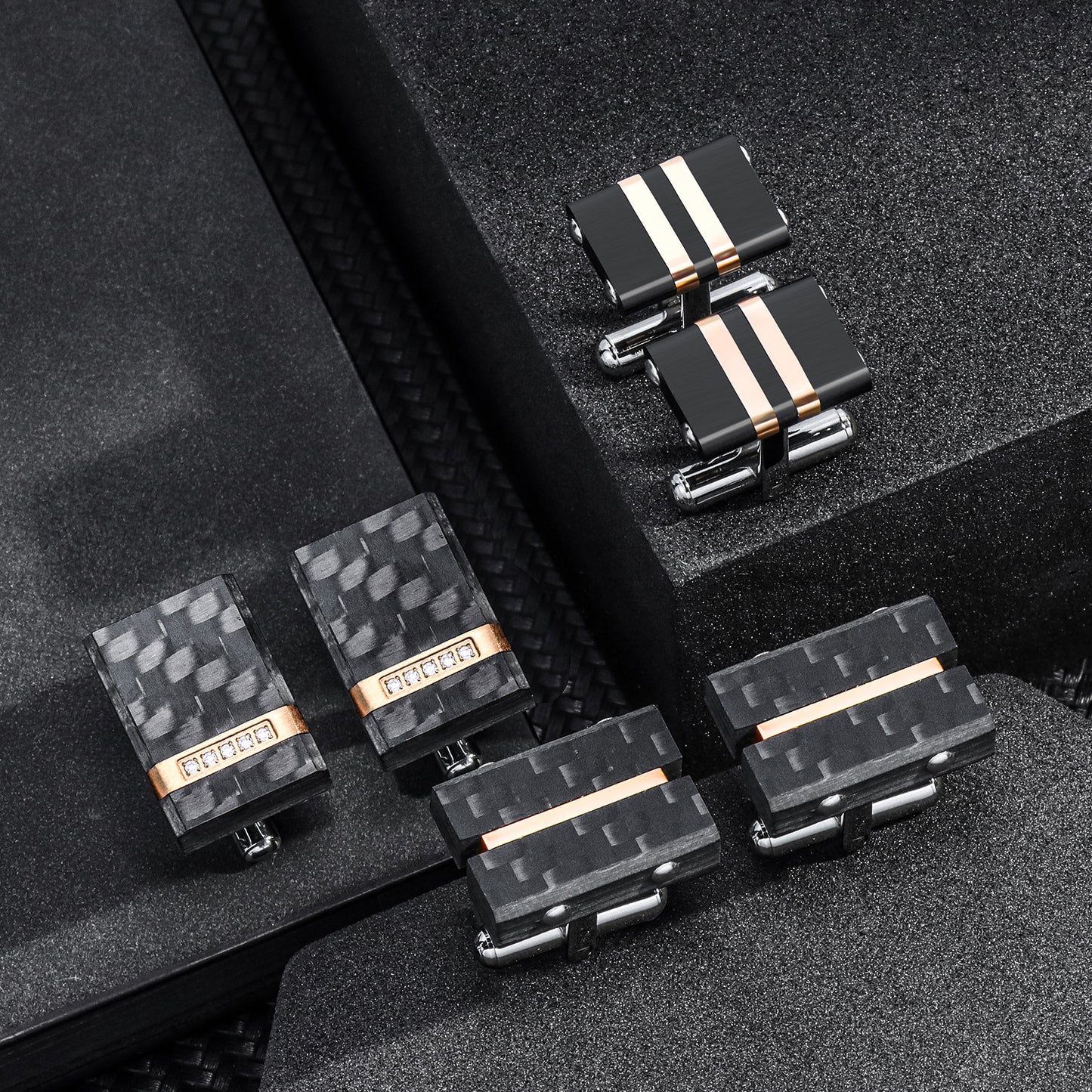 Gemelos de fibra de carbono hechos a mano HAWSON para hombre.