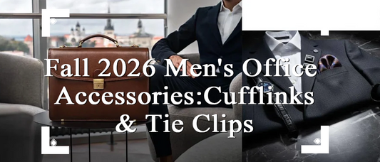 Fall 2026 men's office accessories featuring cufflinks and tie clips for a polished workwear look